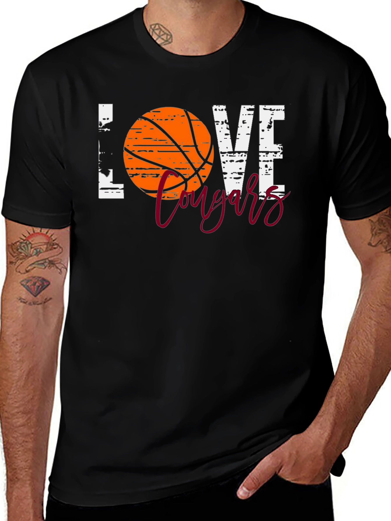 Variant 10 of Basketball Love Cougars Black T-Shirt