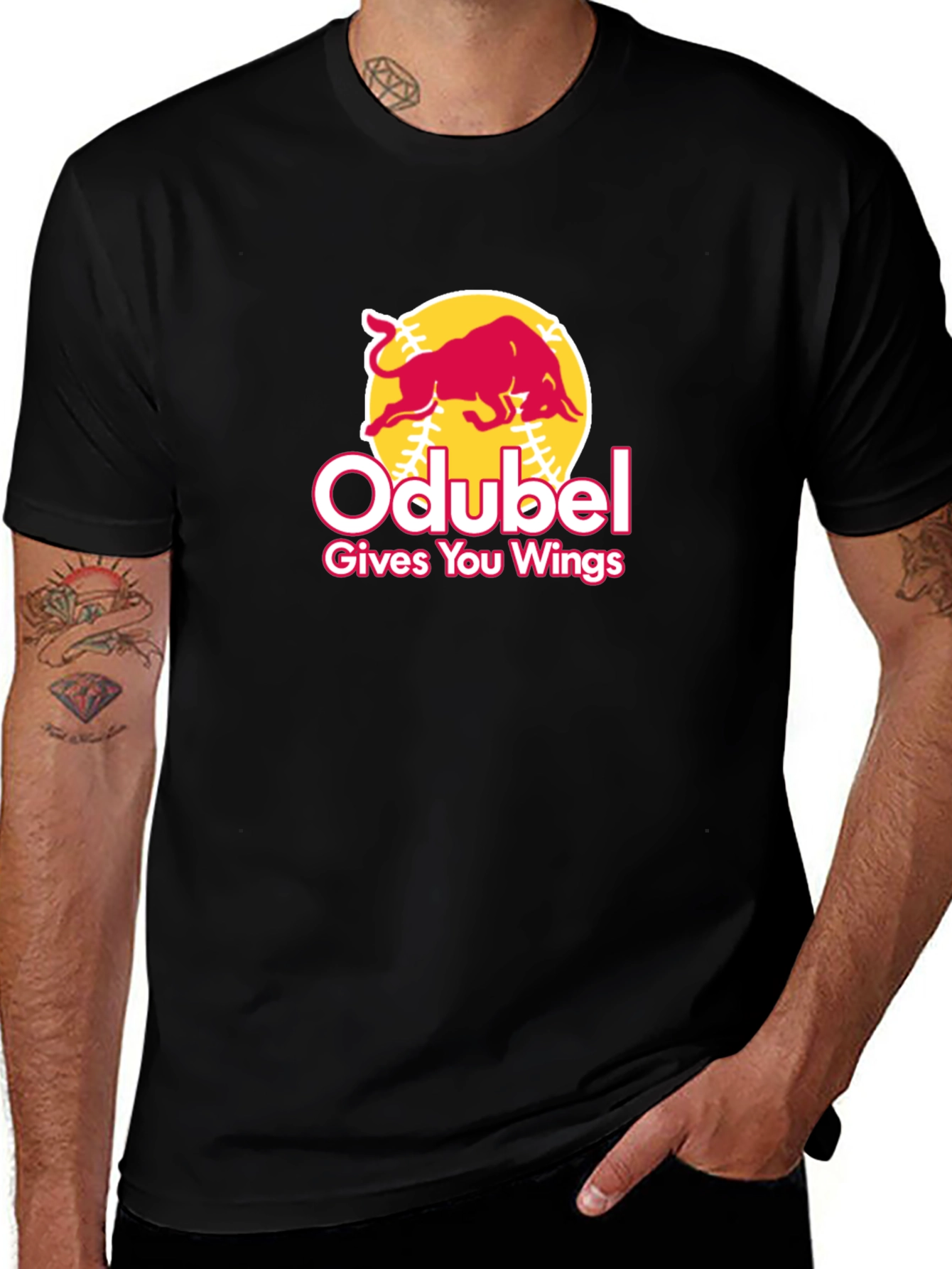 Variant 28 of Odubel Gives You Wings T-Shirt - Baseball Red Bull Parody