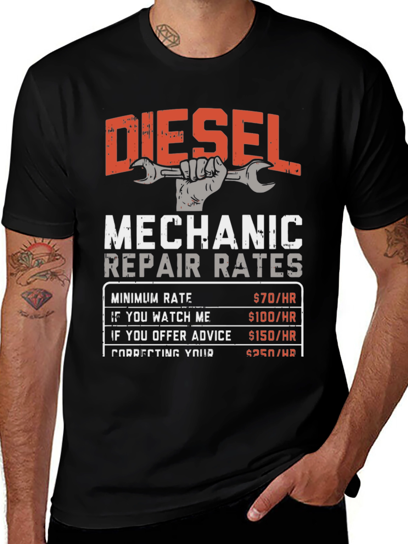 Variant 6 of Diesel Mechanic Repair Rates Funny T-Shirt