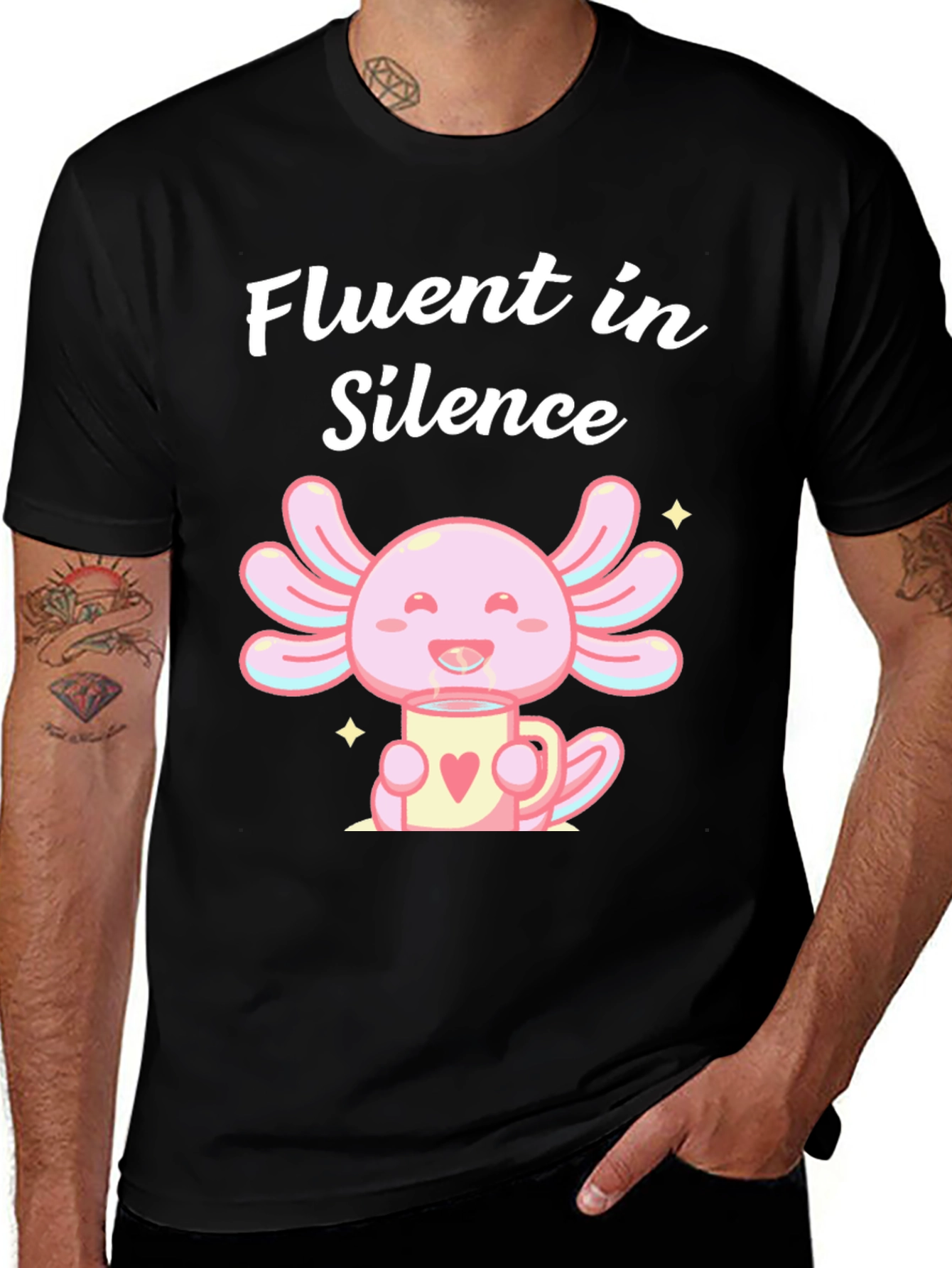 Variant 22 of Fluent in Silence Axolotl Black T-Shirt