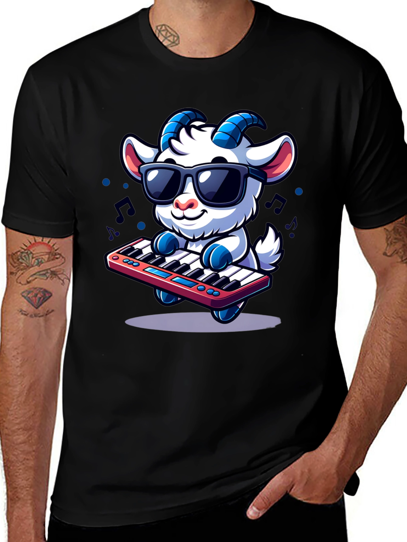 Variant 27 of Cool Goat Keyboard Player Graphic Tee