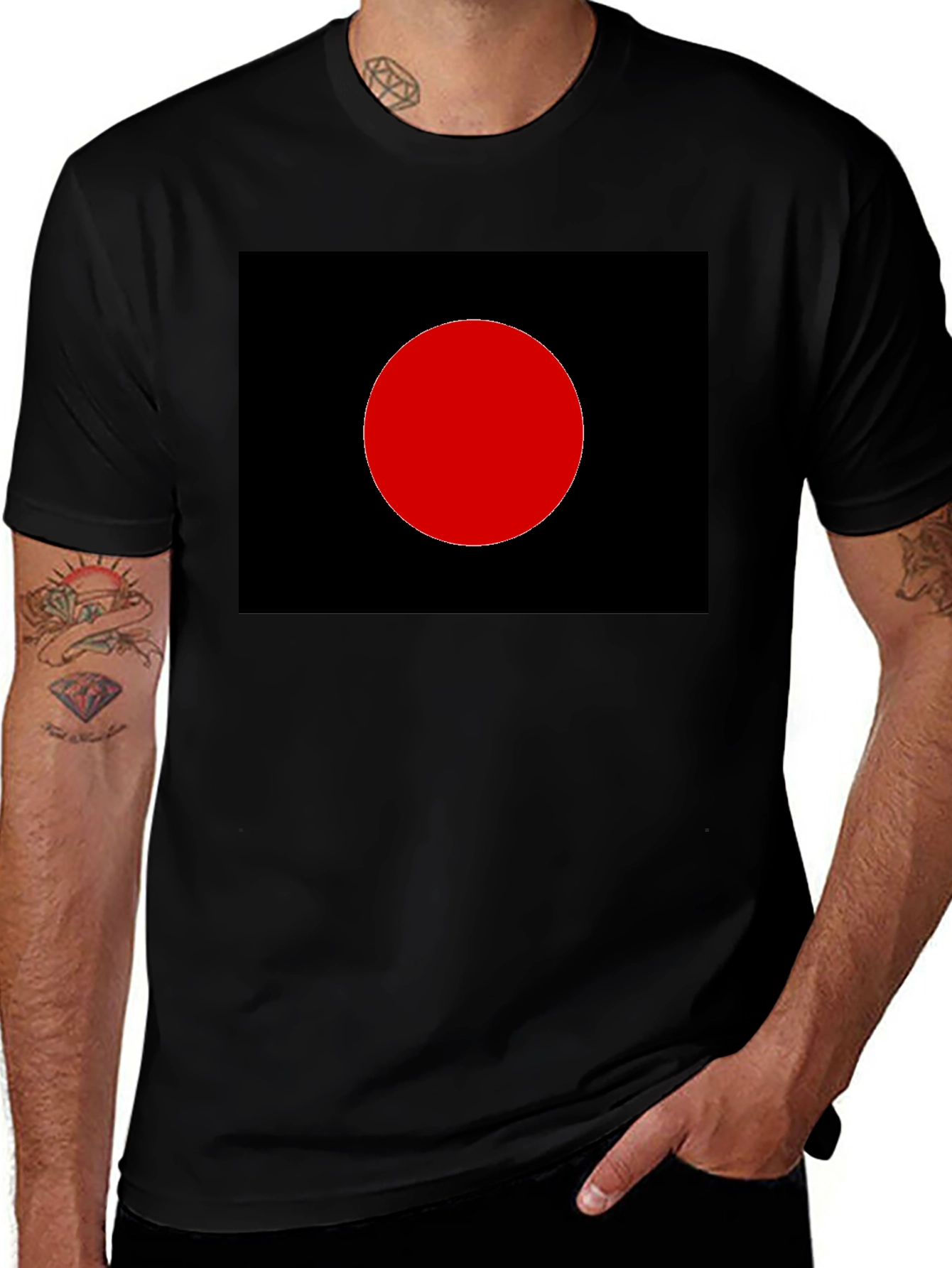 Variant 17 of Minimalist Red Dot Black Tee - Classic Style