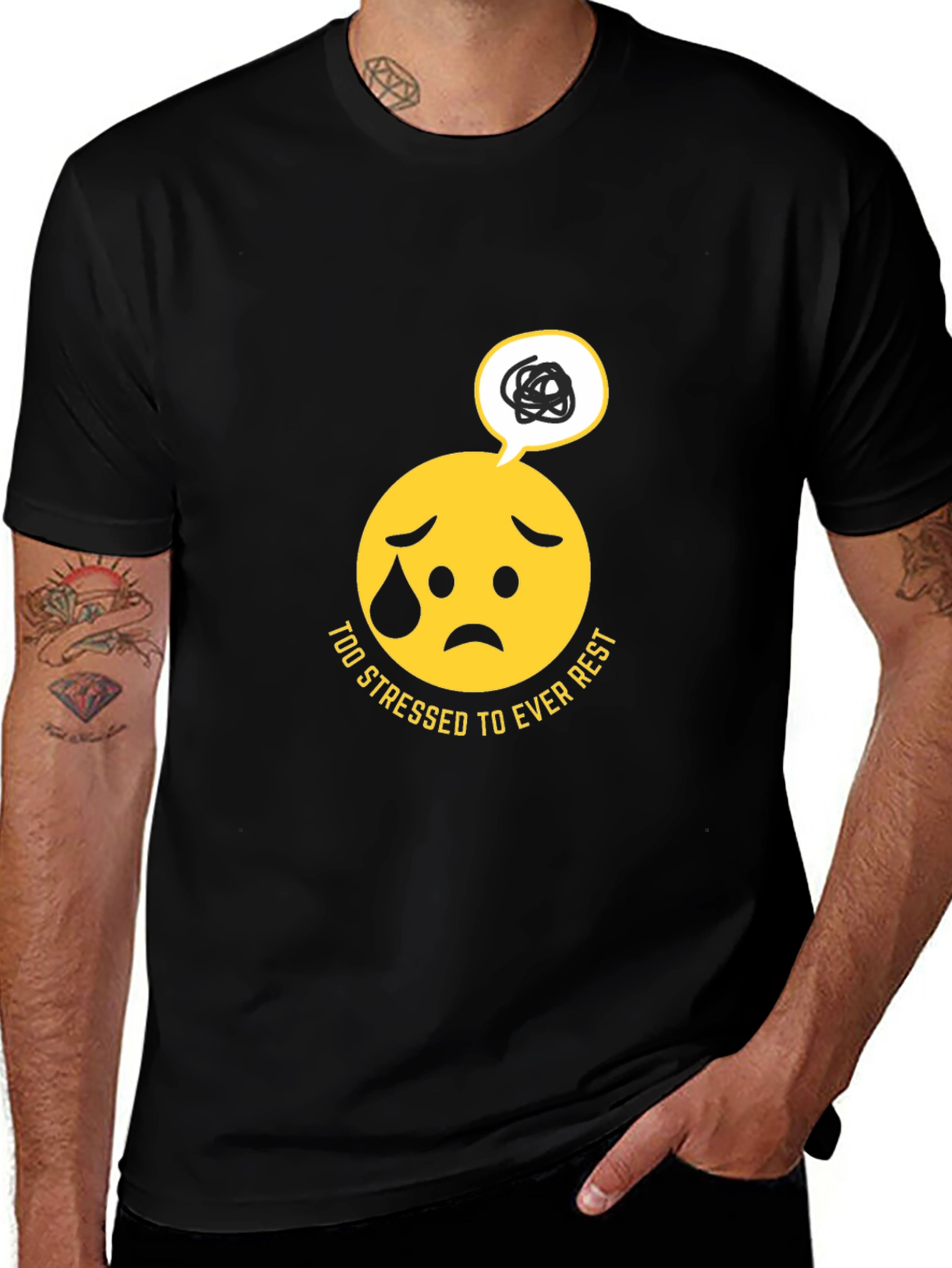 Variant 24 of Stressed Emoji Graphic Black T-Shirt