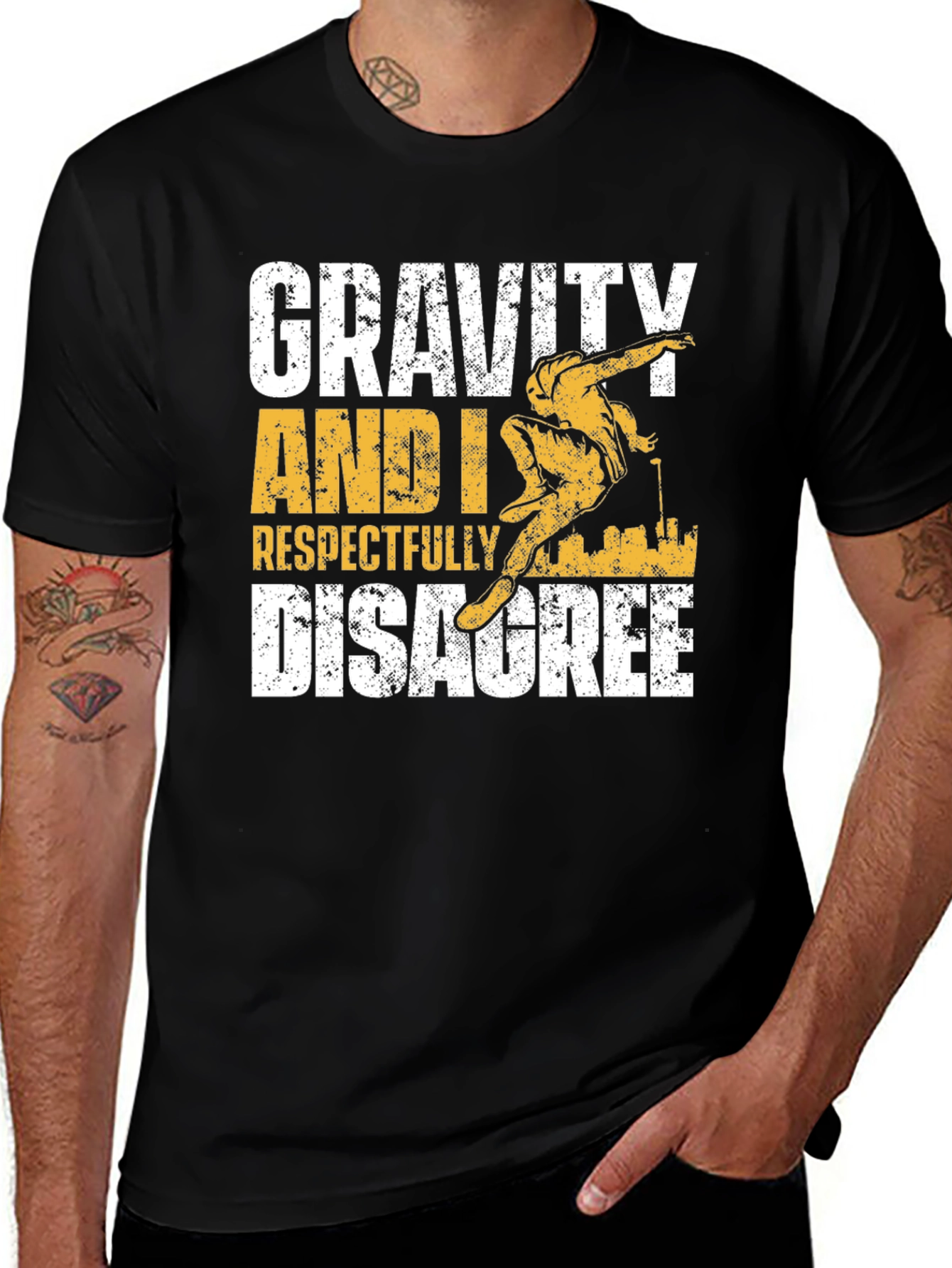 Variant 20 of Gravity Disagree Graphic Tee - Black Cotton Shirt