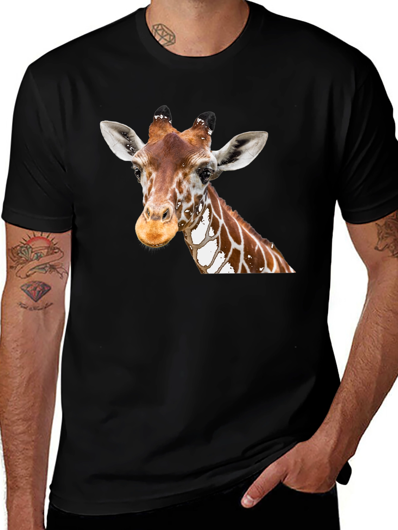Variant 26 of Giraffe Graphic Print Black T-Shirt