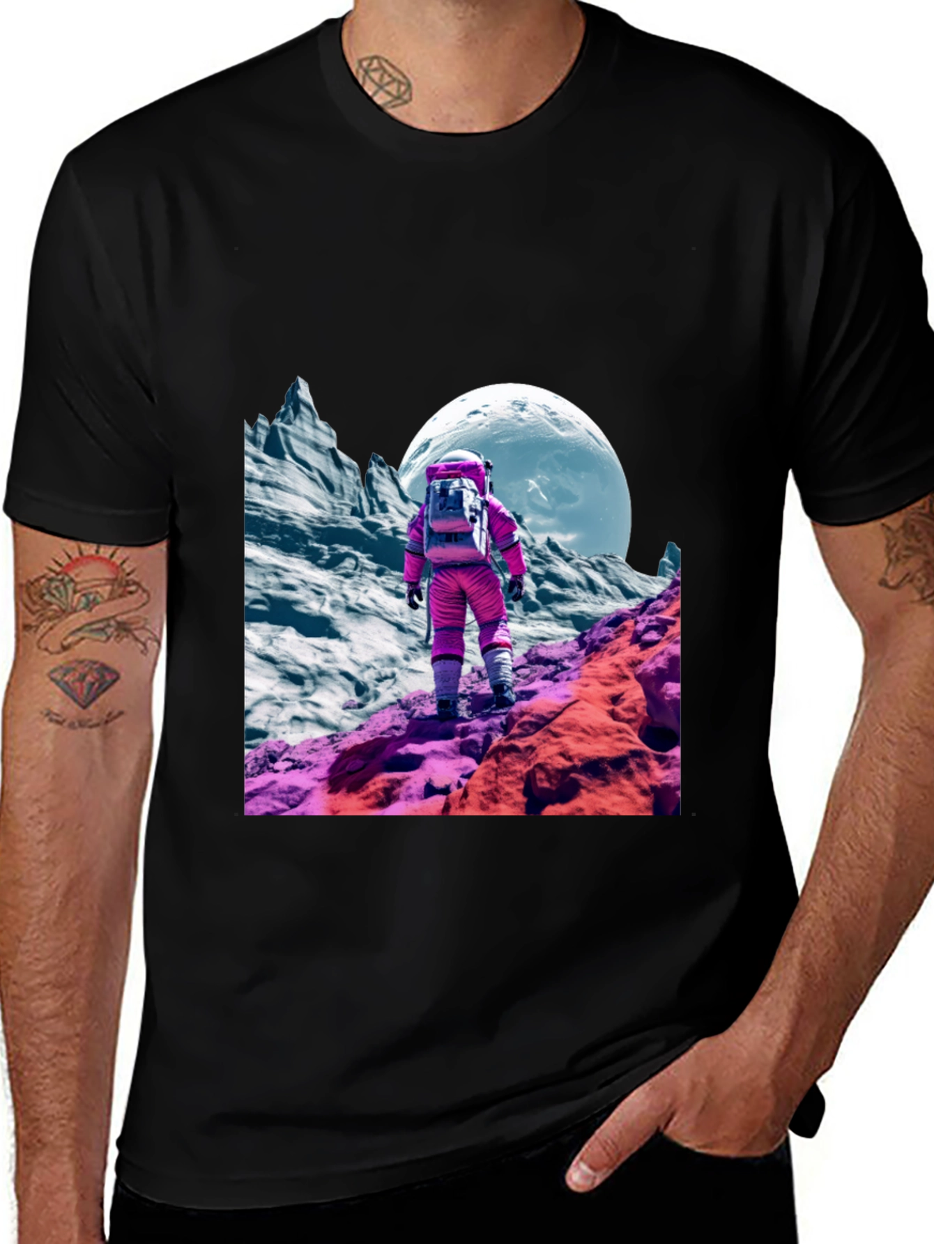 Variant 9 of Astronaut in Space Black T-Shirt