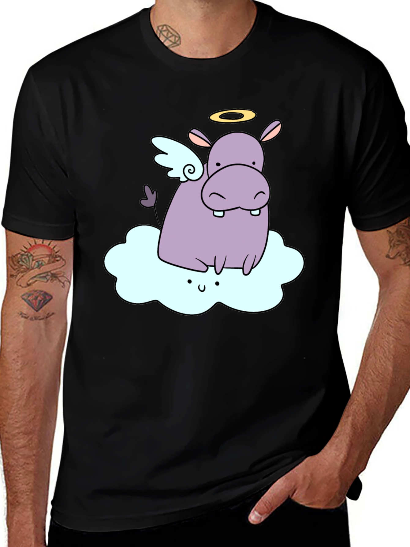Variant 21 of Angel Hippo Graphic T-Shirt - Cute and Comfy
