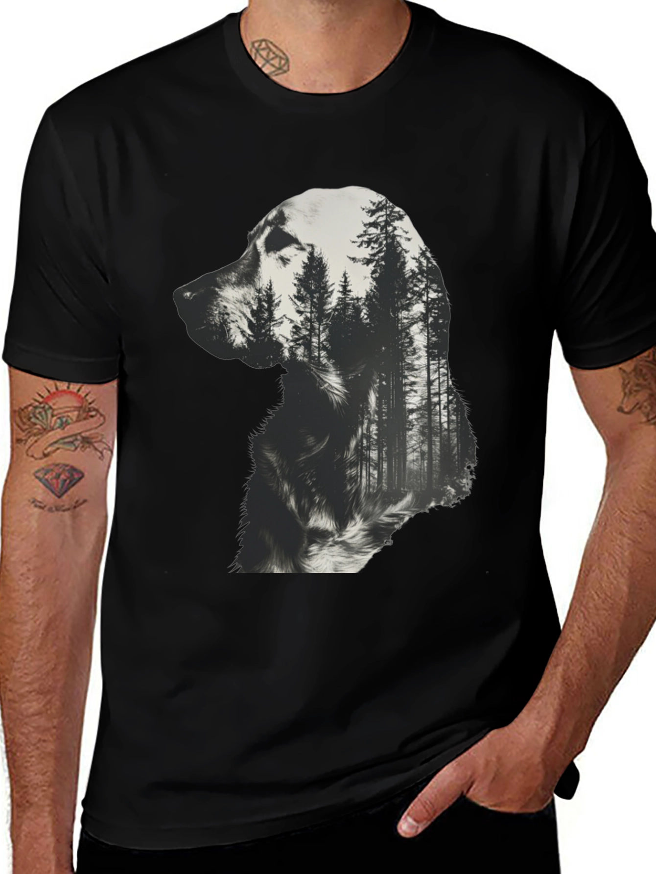 Variant 16 of Dog Forest T-Shirt - Black