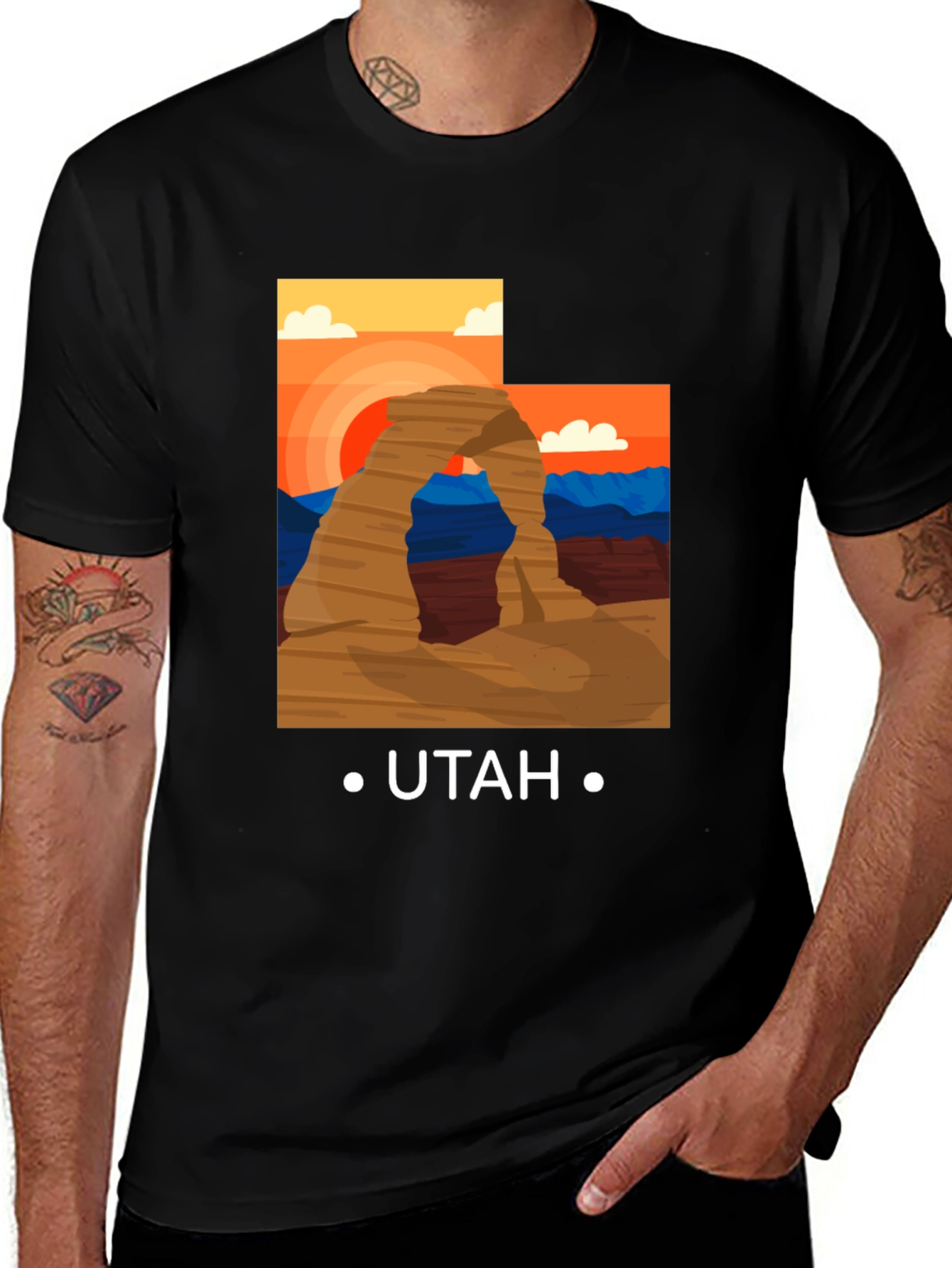 Utah Graphic Tee - Men's Black Short Sleeve T-Shirt