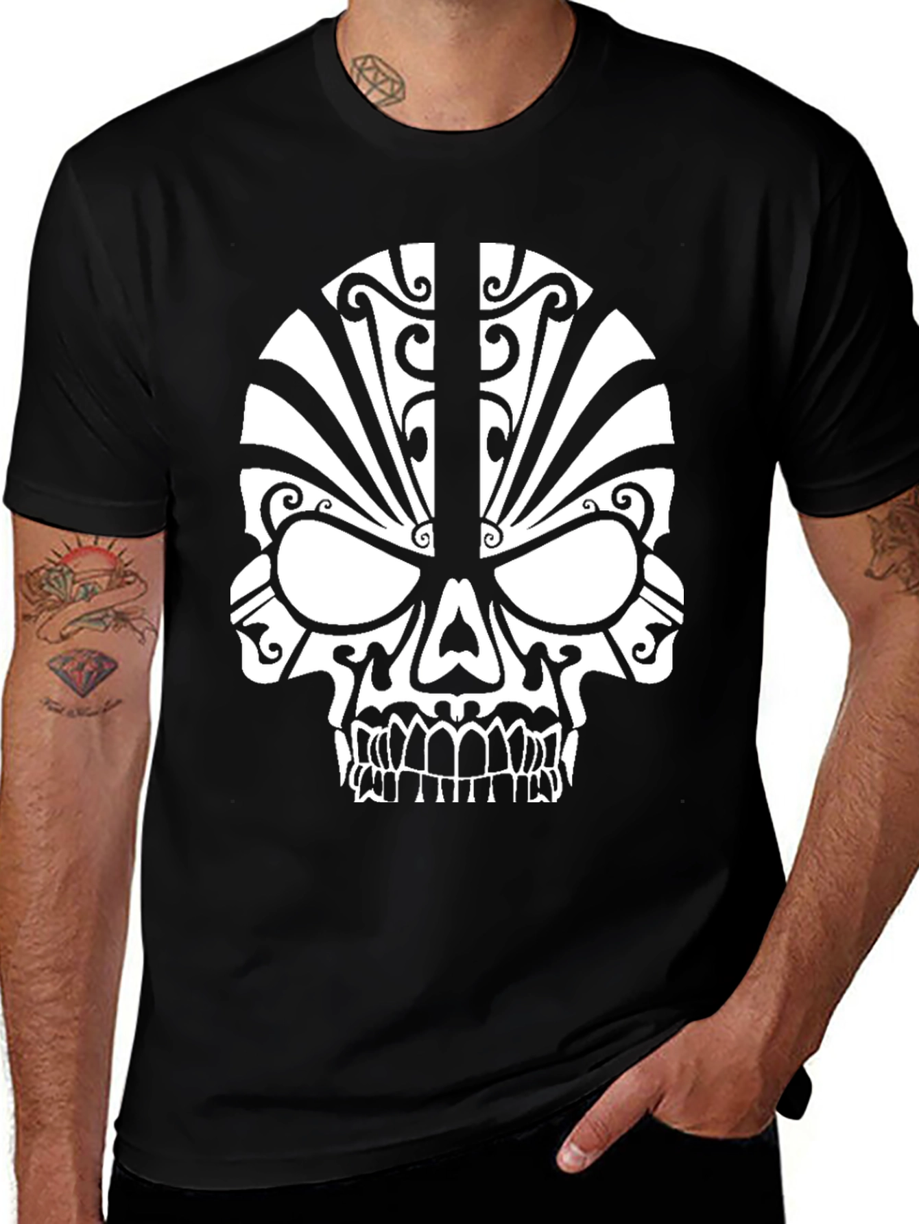 Variant 8 of Skull Graphic Tee - Men's Black T-Shirt