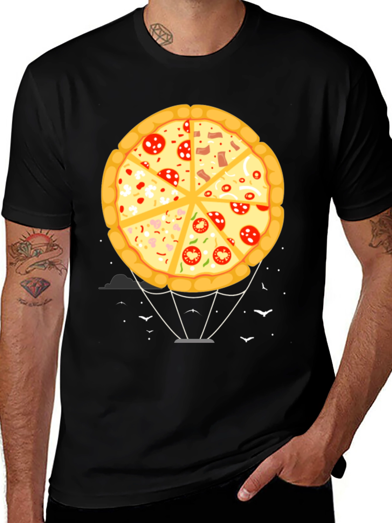 Variant 13 of Pizza Balloon Graphic Tee - Foodie T-Shirt