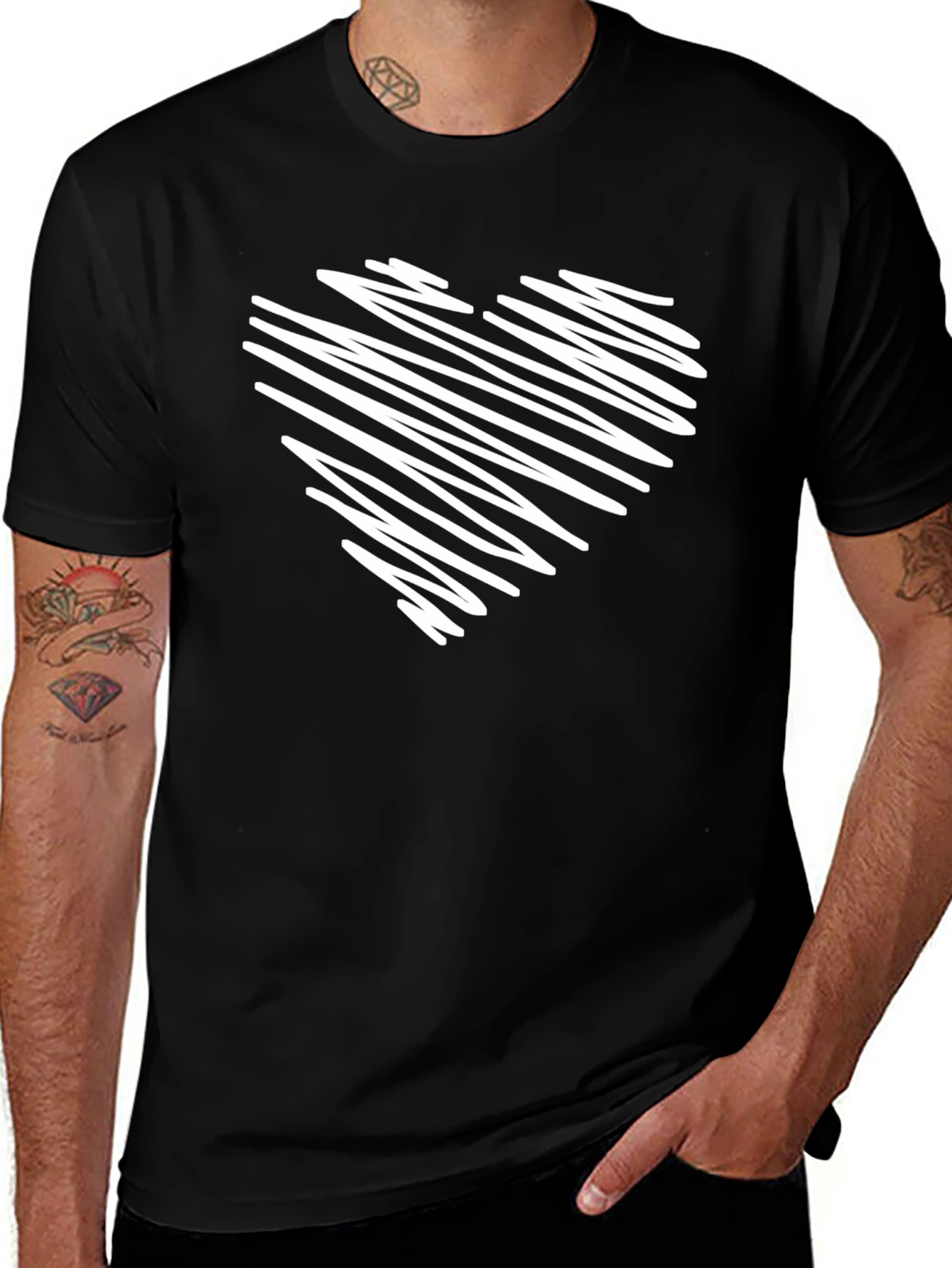 Variant 9 of Black T-Shirt with Scribbled Heart Design