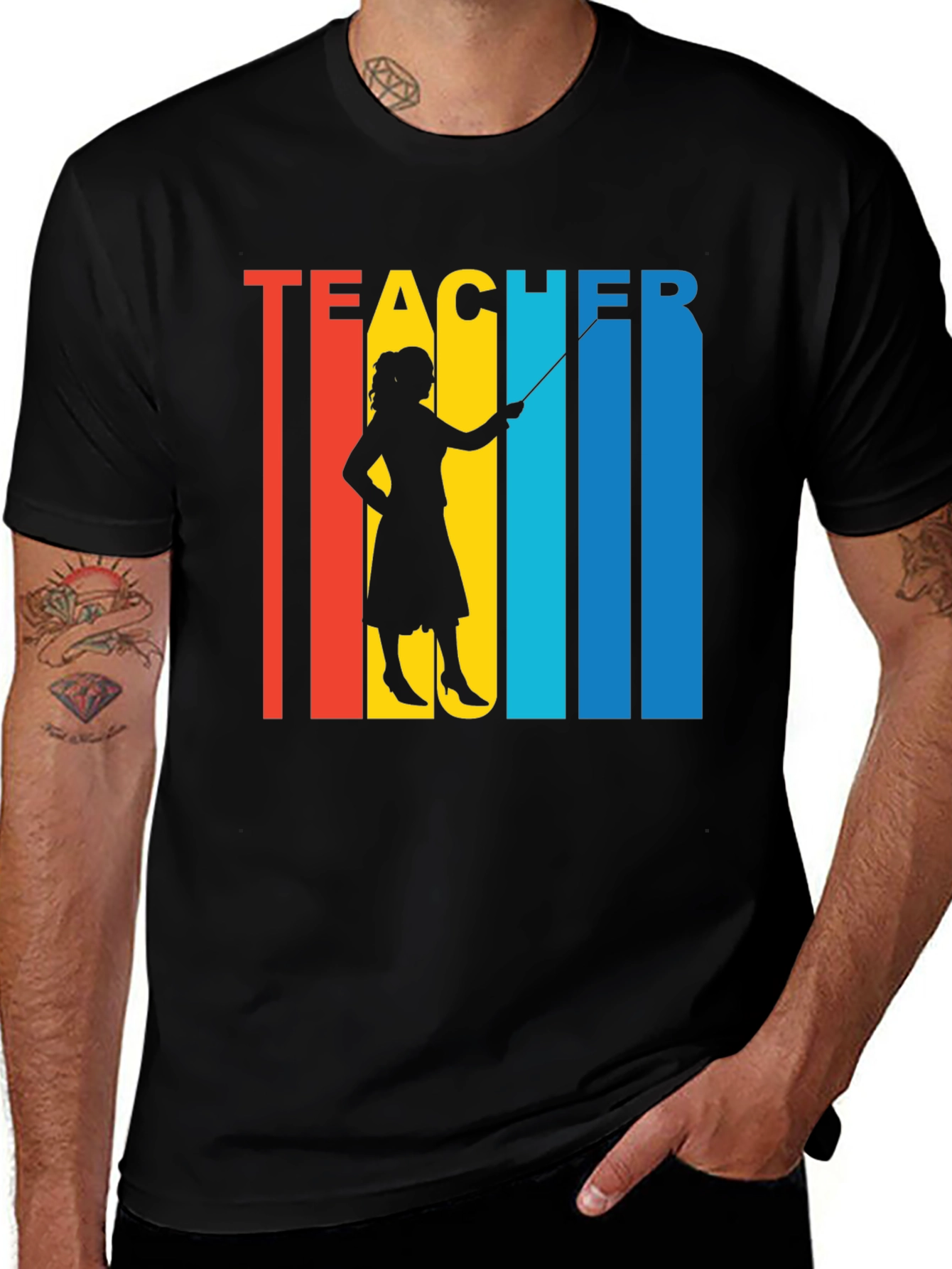 Retro Teacher Silhouette Graphic Tee
