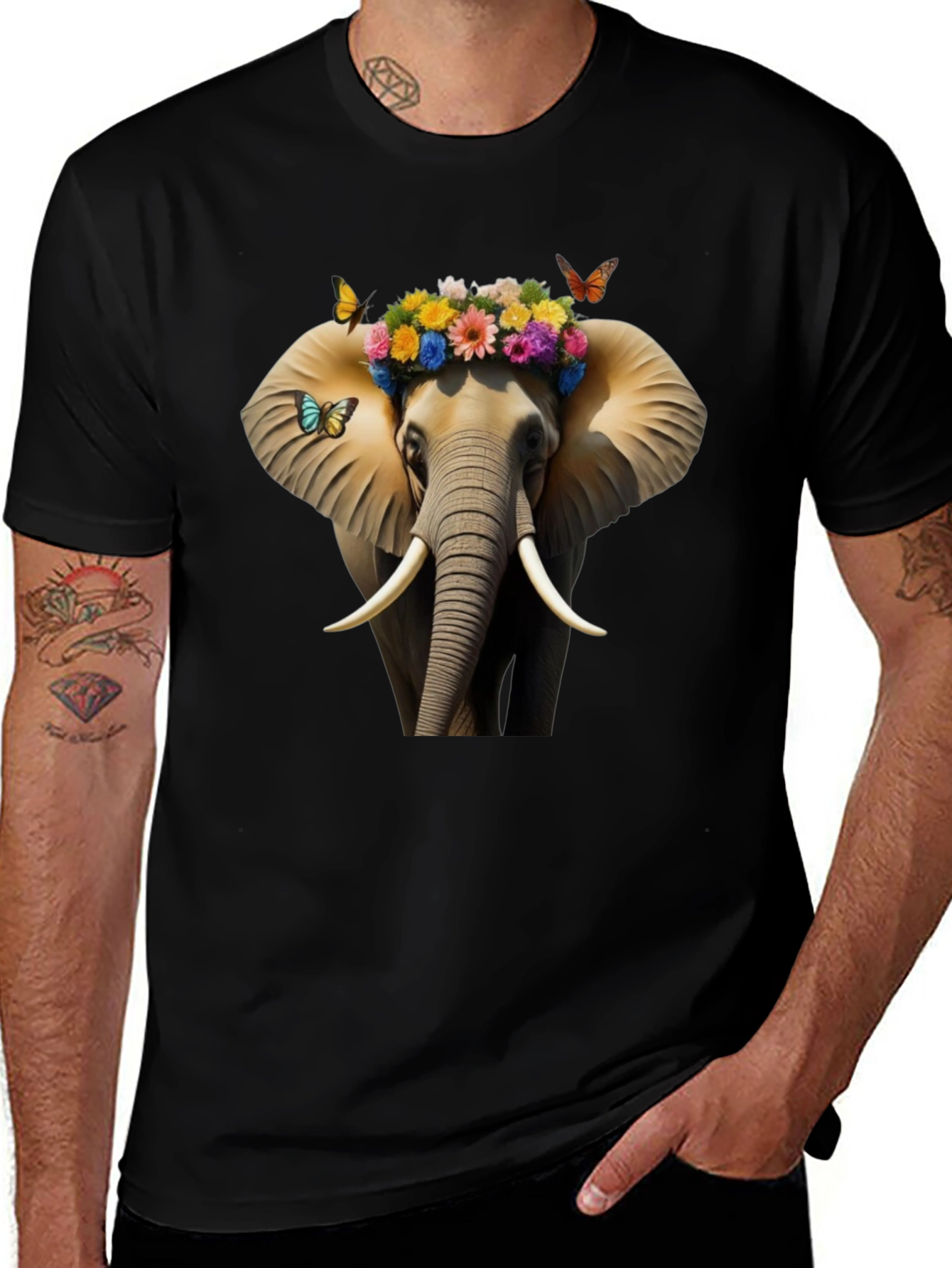 Variant 3 of Elephant Flower Crown Graphic Tee