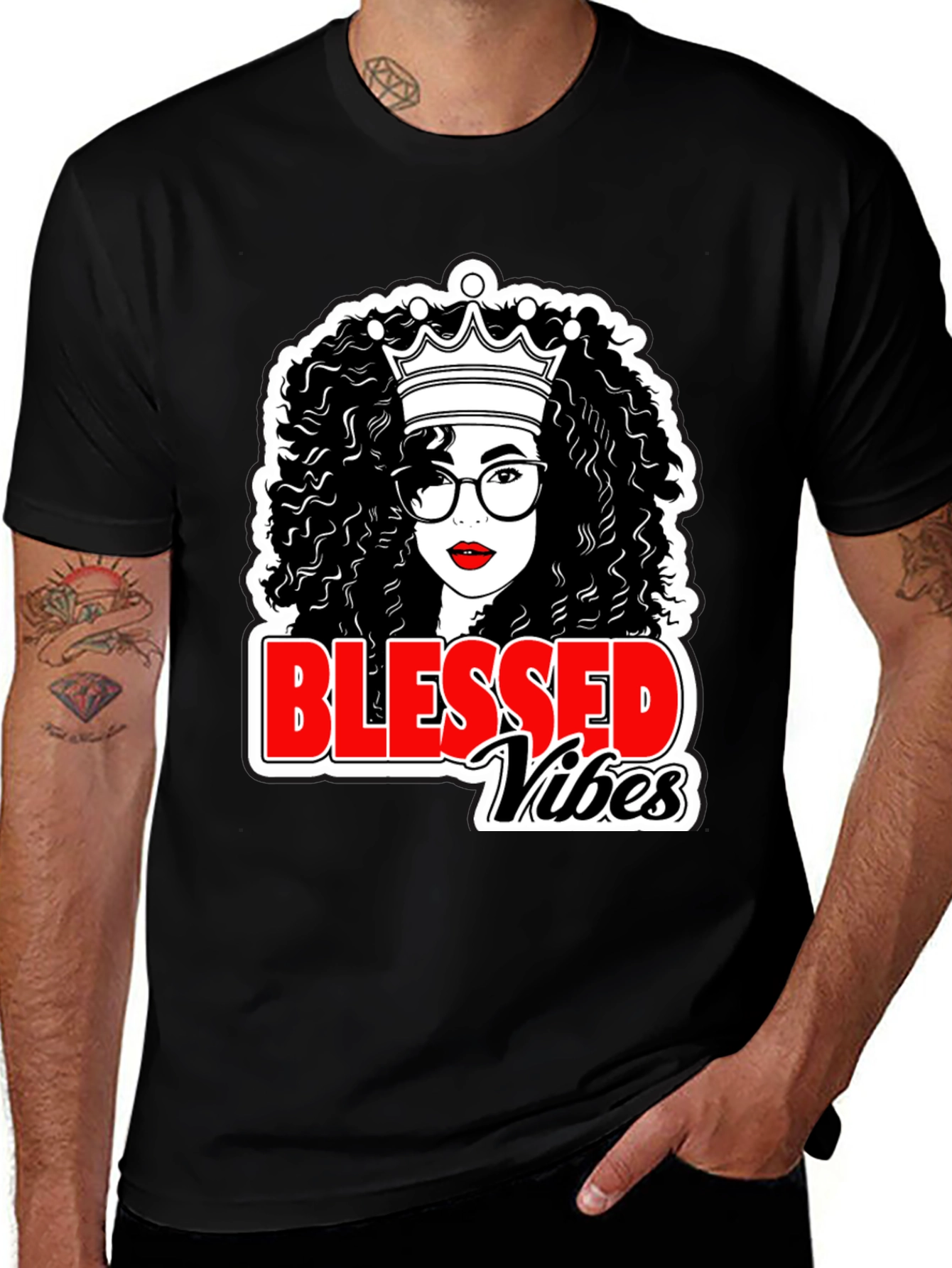 Variant 26 of Blessed Vibes Black Queen T-Shirt
