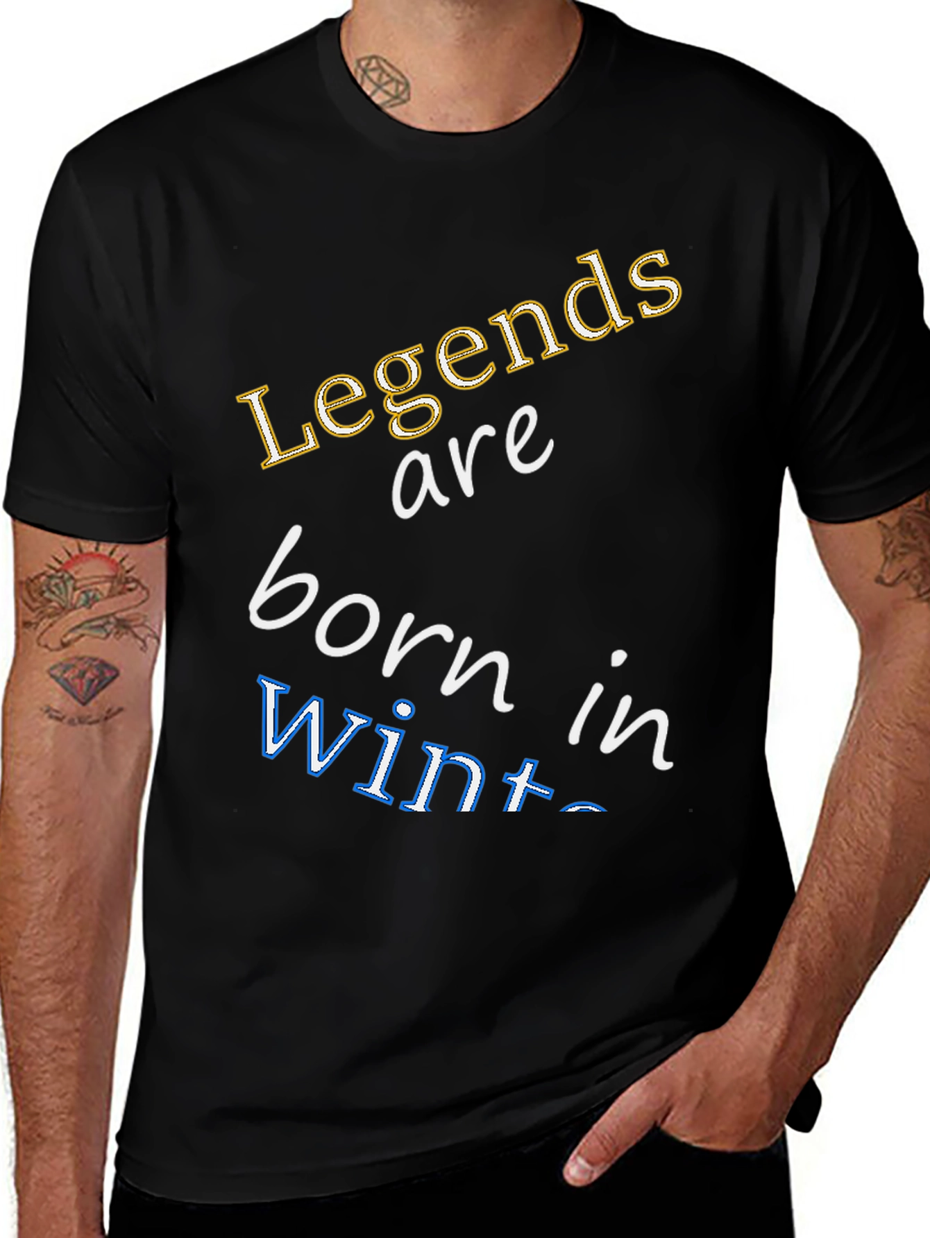 Variant 22 of Legends Are Born in Winter Black Graphic Tee