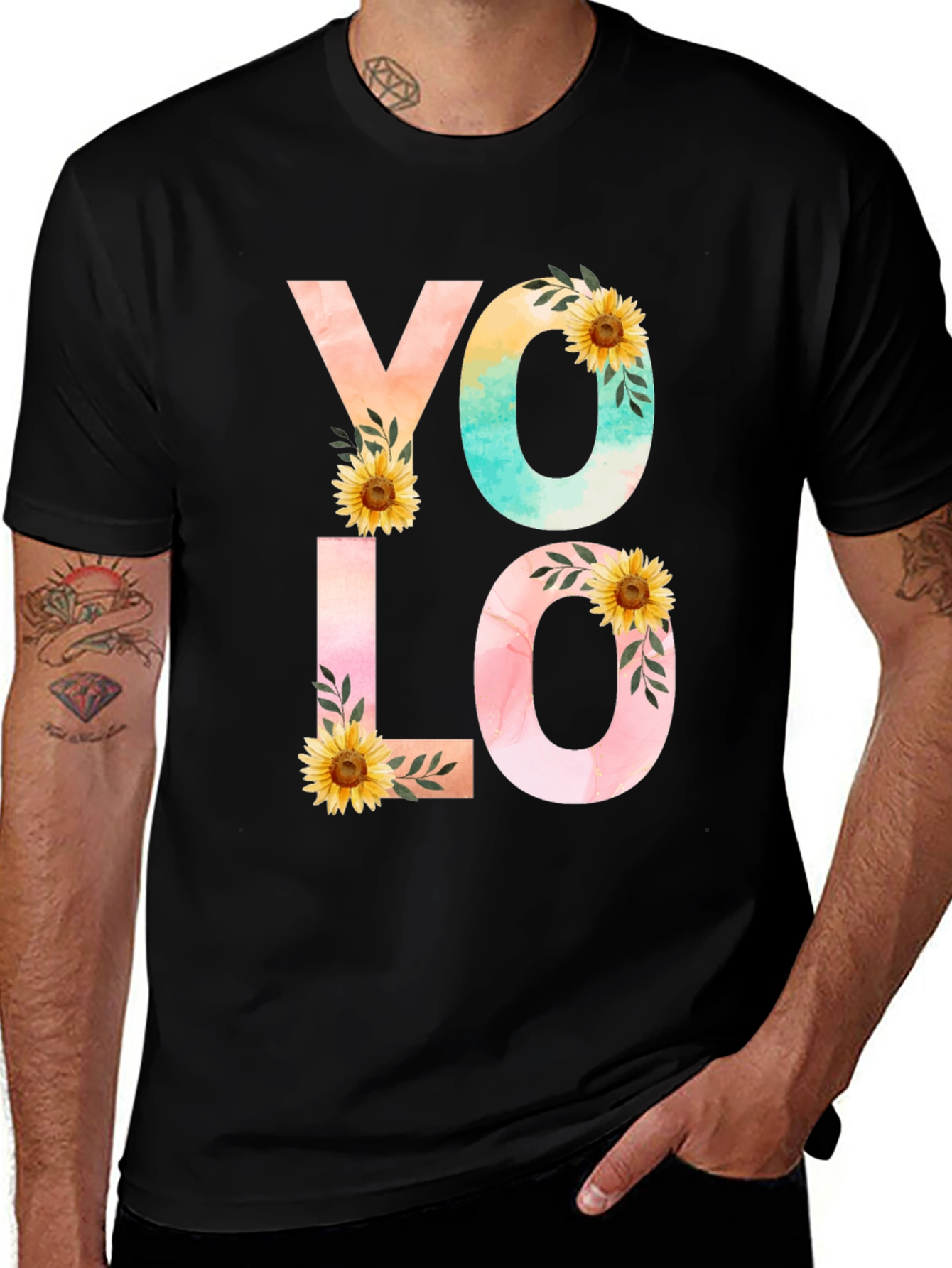 YOLO Graphic Tee - Floral Design
