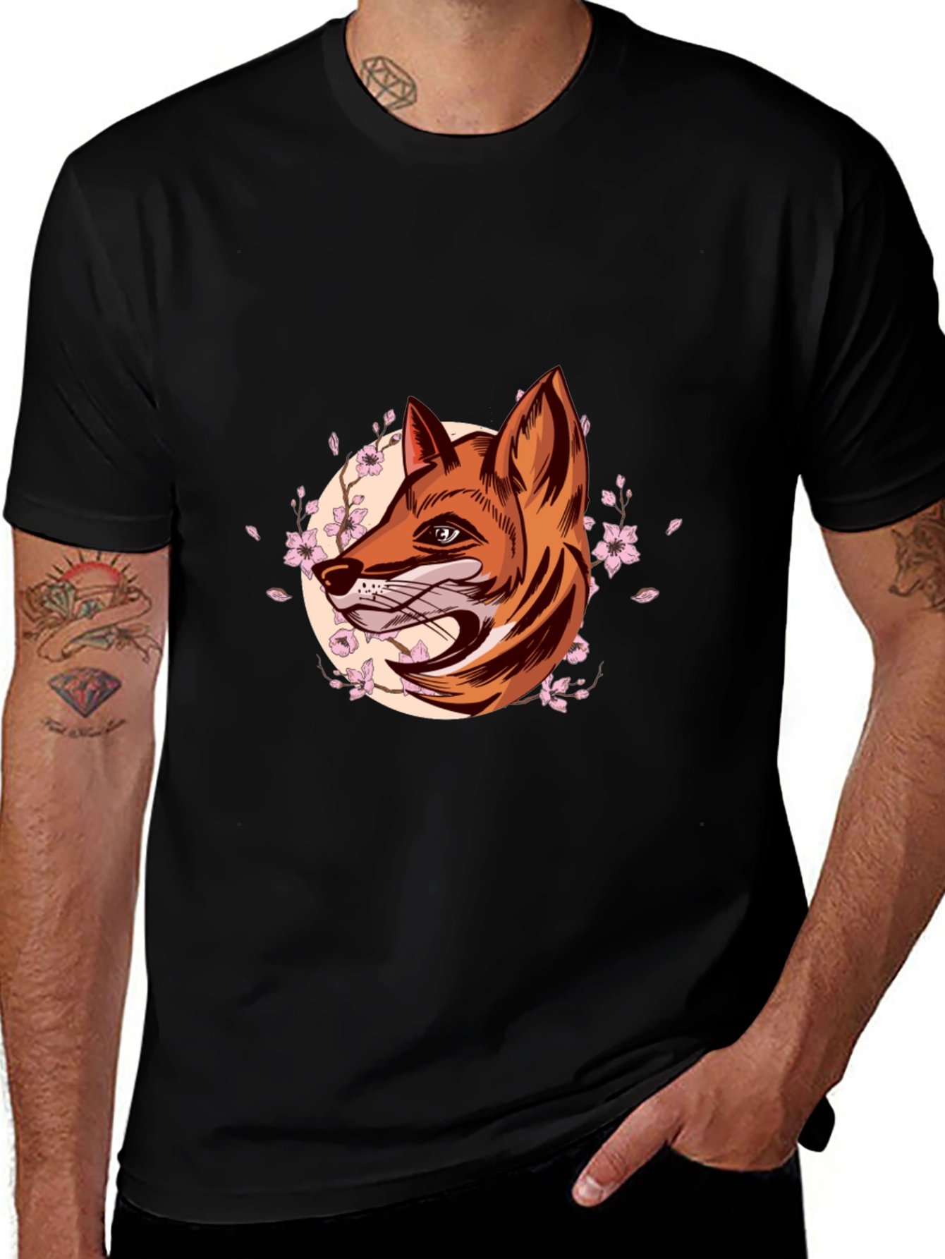 Variant 13 of Fox Head Graphic Tee - Stylish Men's Black T-Shirt