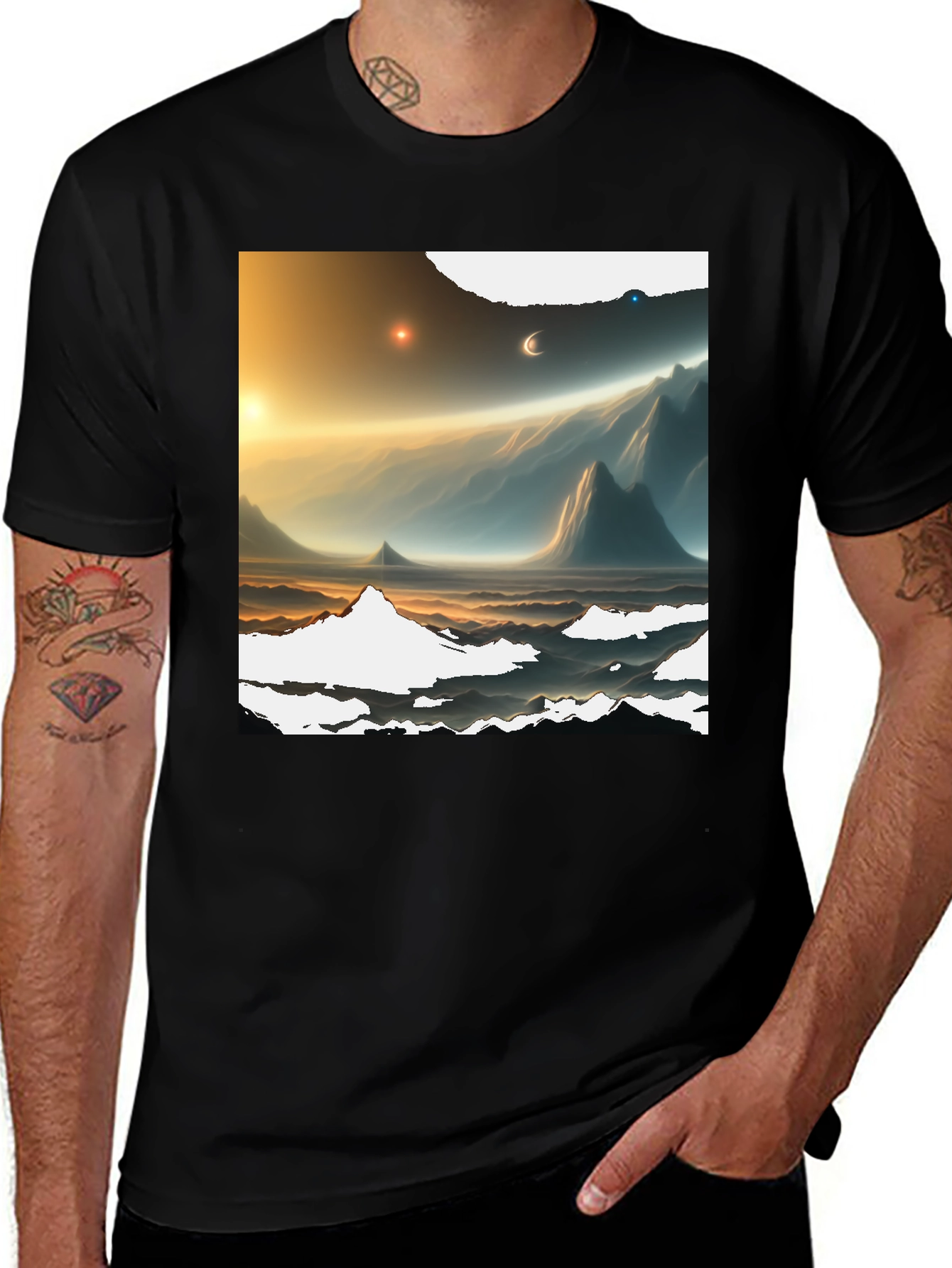 Variant 22 of Sci-Fi Landscape Graphic Tee - Black