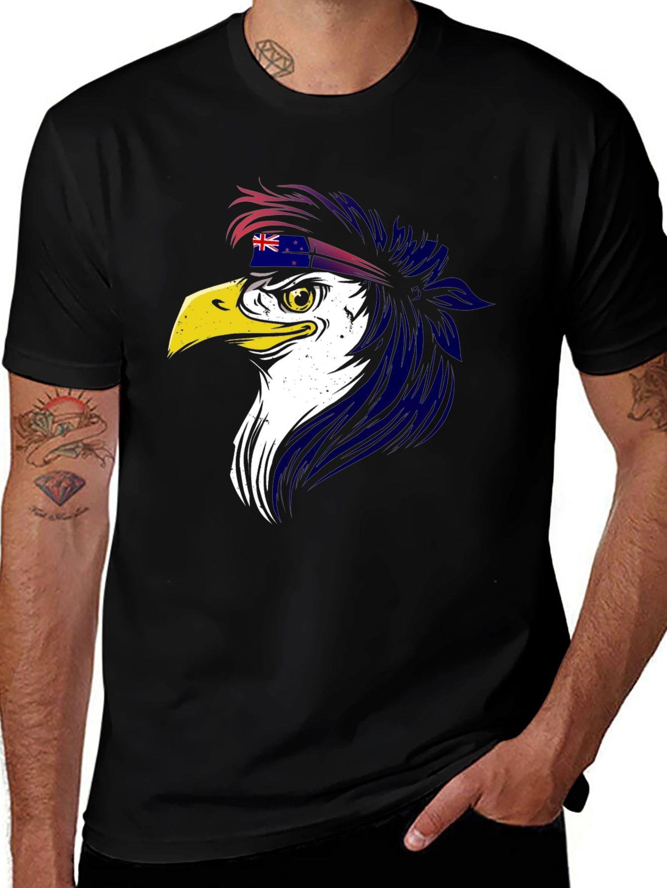 Eagle with New Zealand Flag Headband T-Shirt