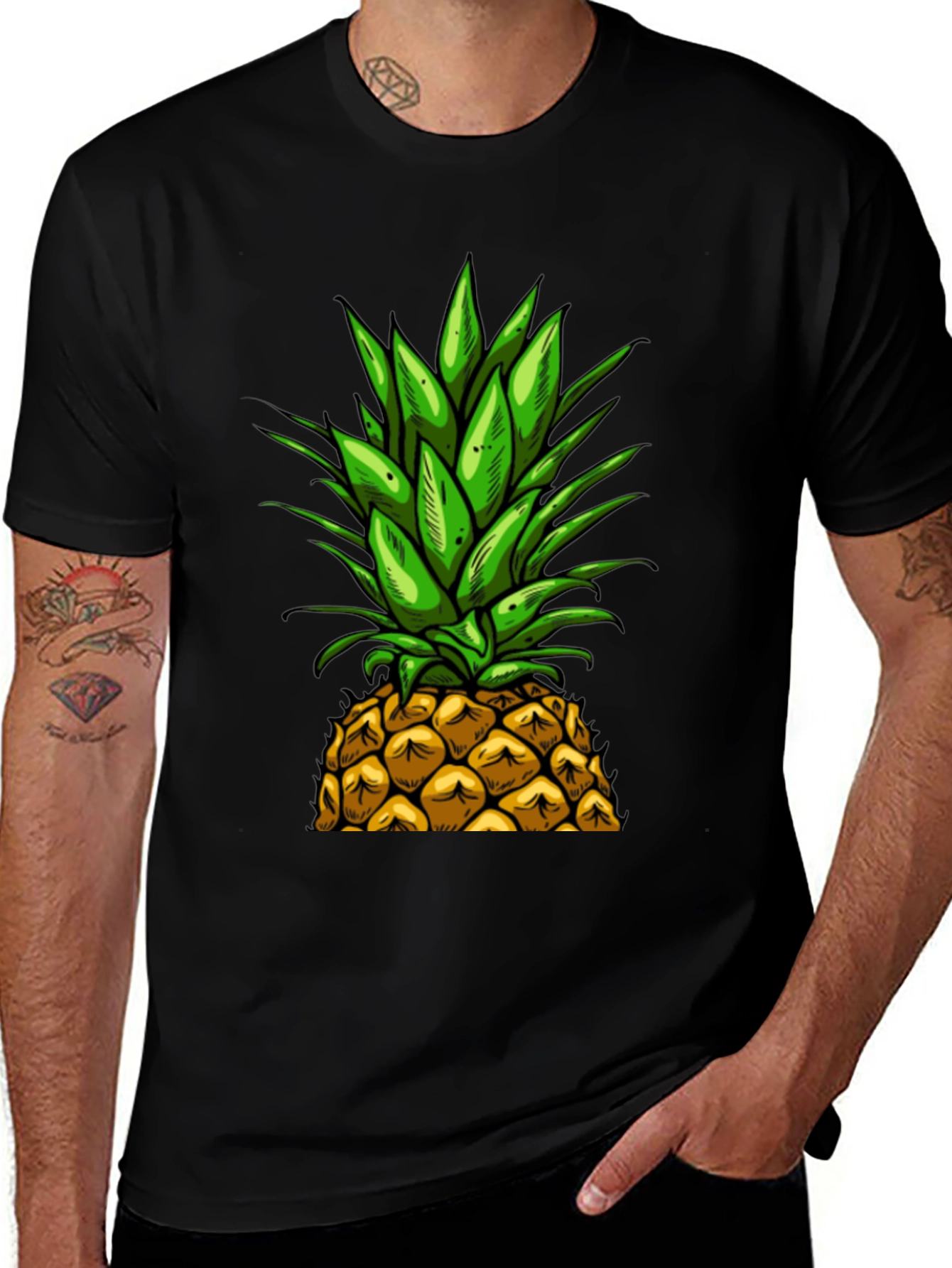 Variant 17 of Pineapple Graphic Black T-Shirt