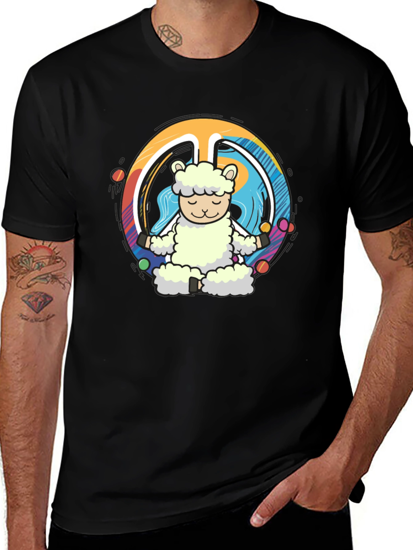 Variant 9 of Peaceful Llama T-Shirt - Meditating Alpaca Design
