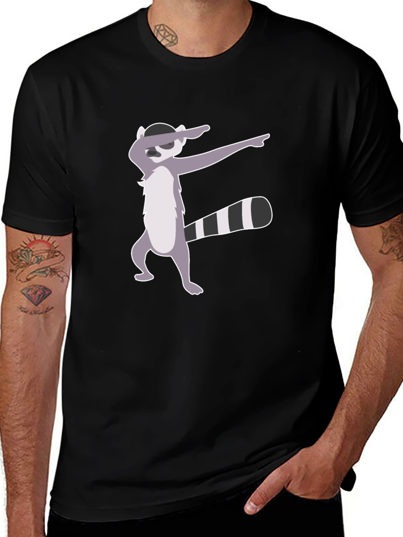 Variant 15 of Dabbing Raccoon Graphic Tee - Black