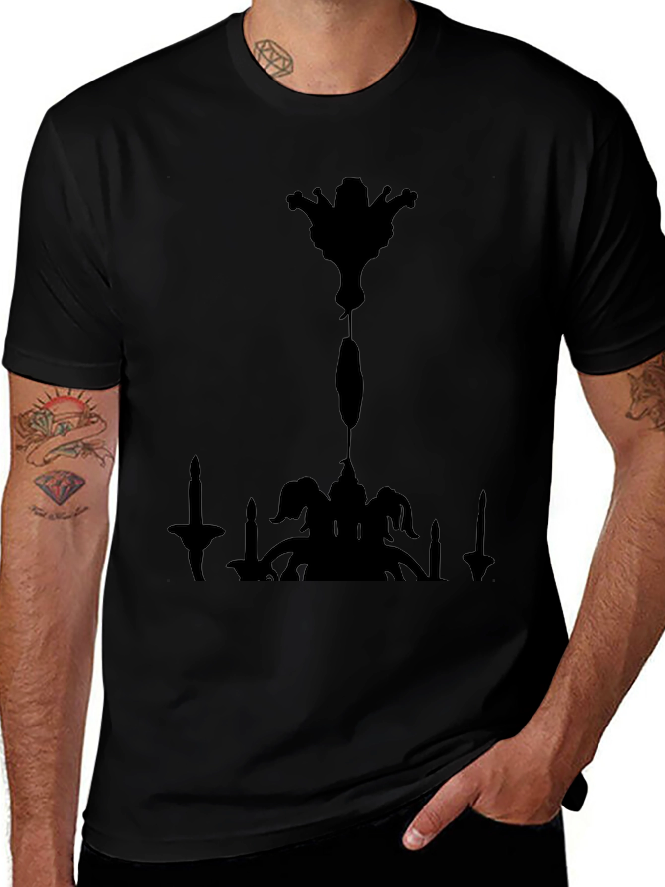 Variant 8 of Chandelier Silhouette Graphic Tee - Men's Black T-Shirt