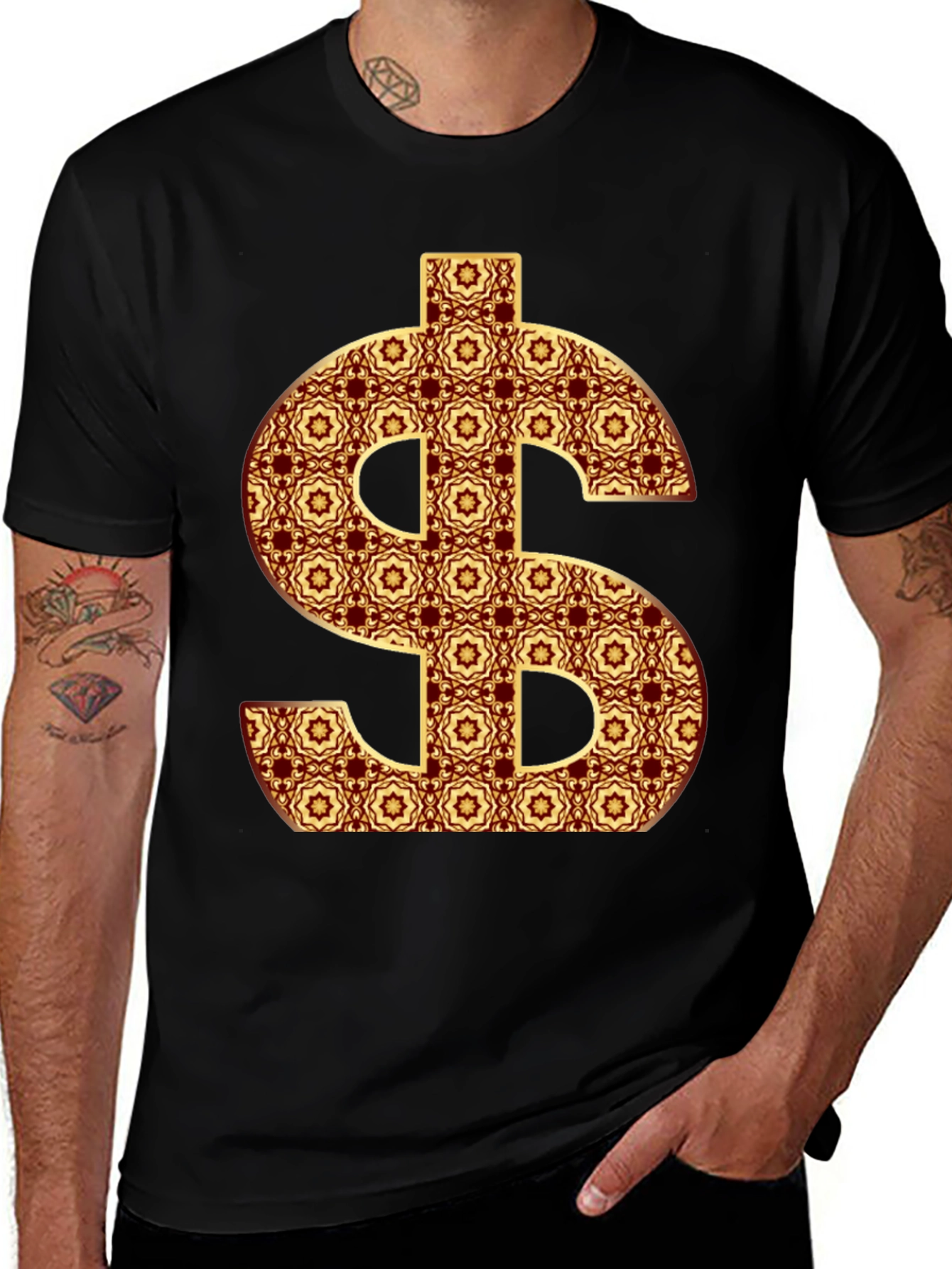 Variant 30 of Patterned Dollar Sign Graphic Tee - Bold Fashion Statement