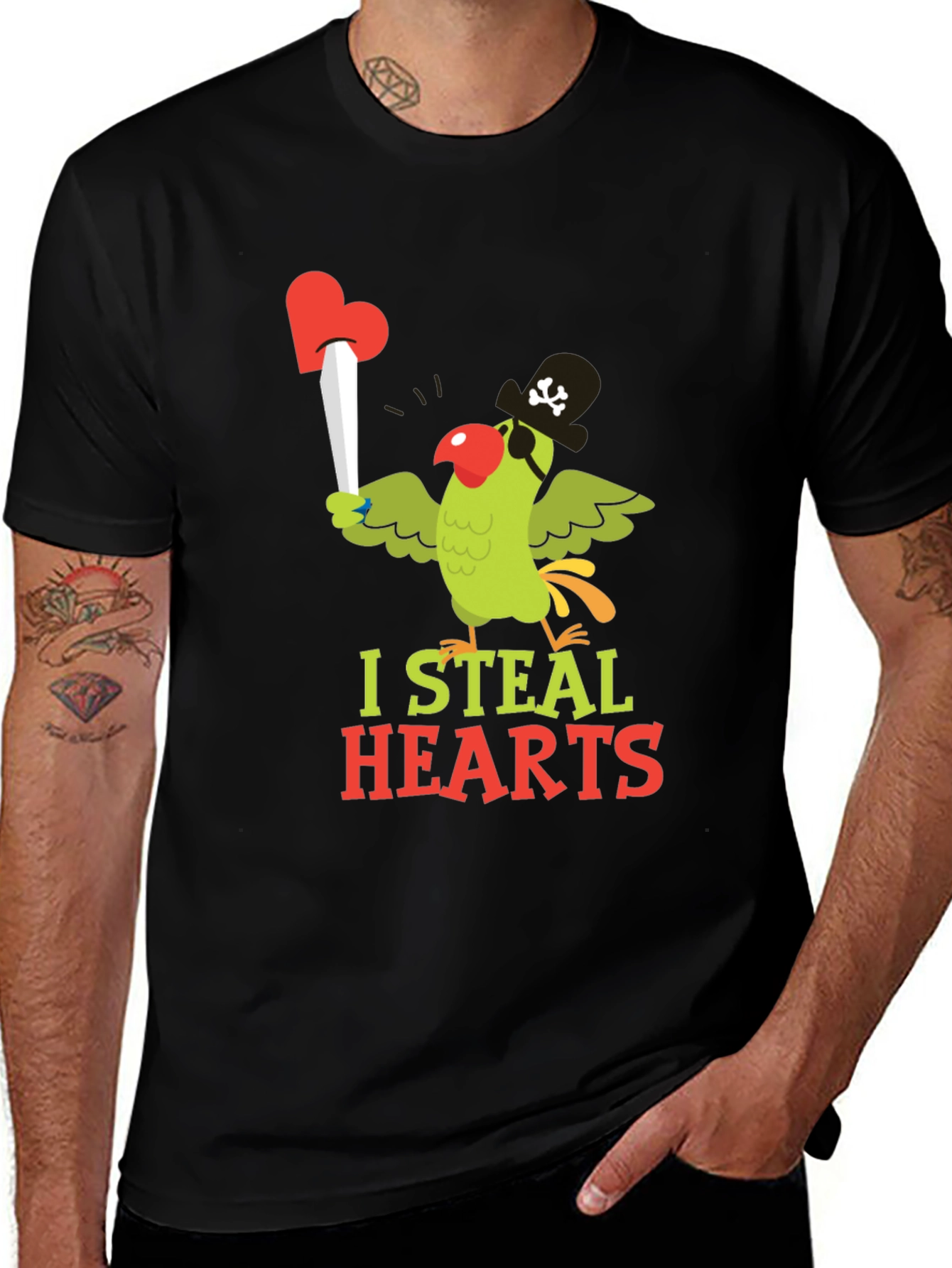 Variant 6 of I Steal Hearts Parrot Pirate Graphic T-Shirt
