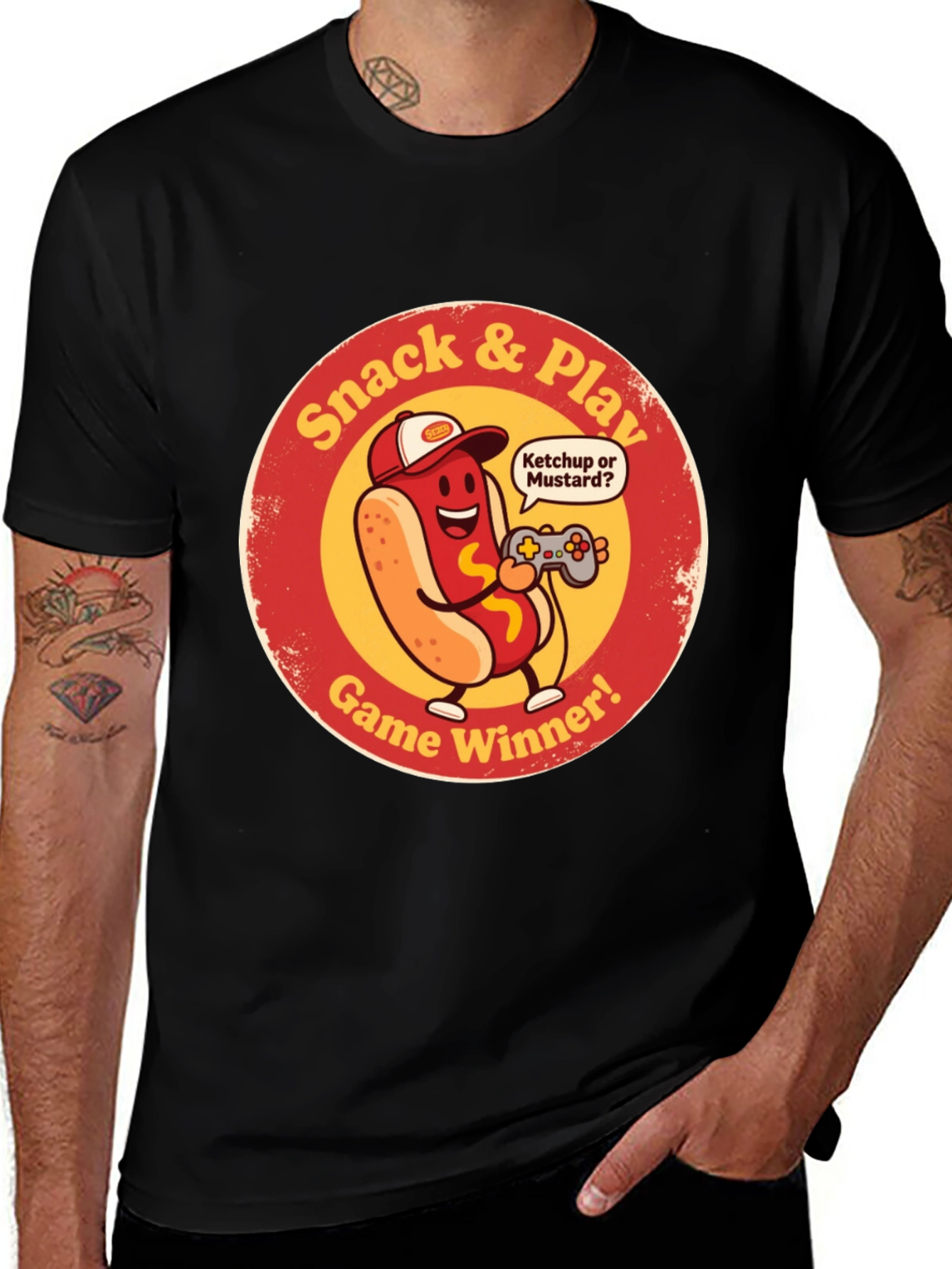 Variant 26 of Snack & Play Game Winner T-Shirt - Funny Hot Dog Gamer Tee