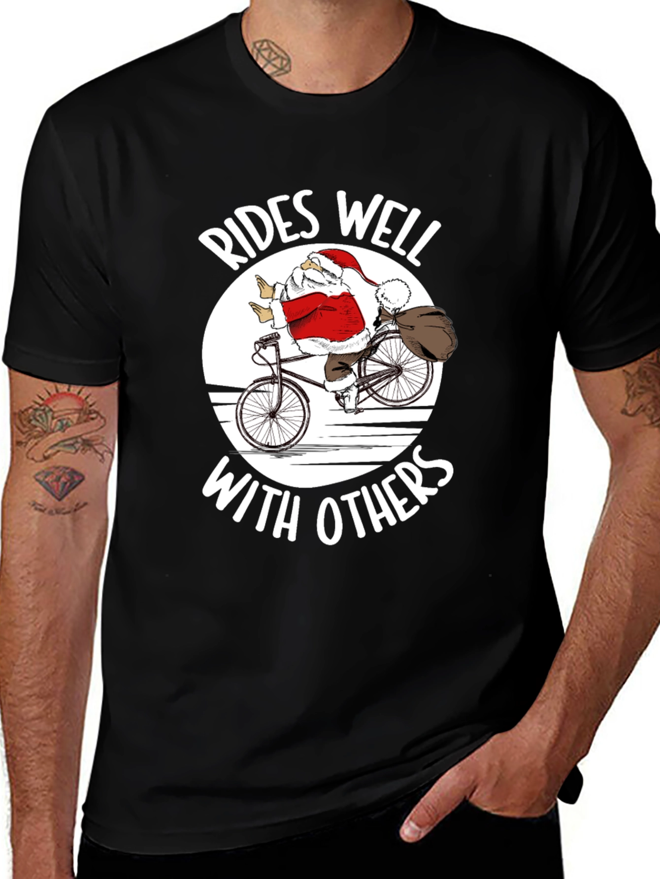 Rides Well With Others Santa T-Shirt