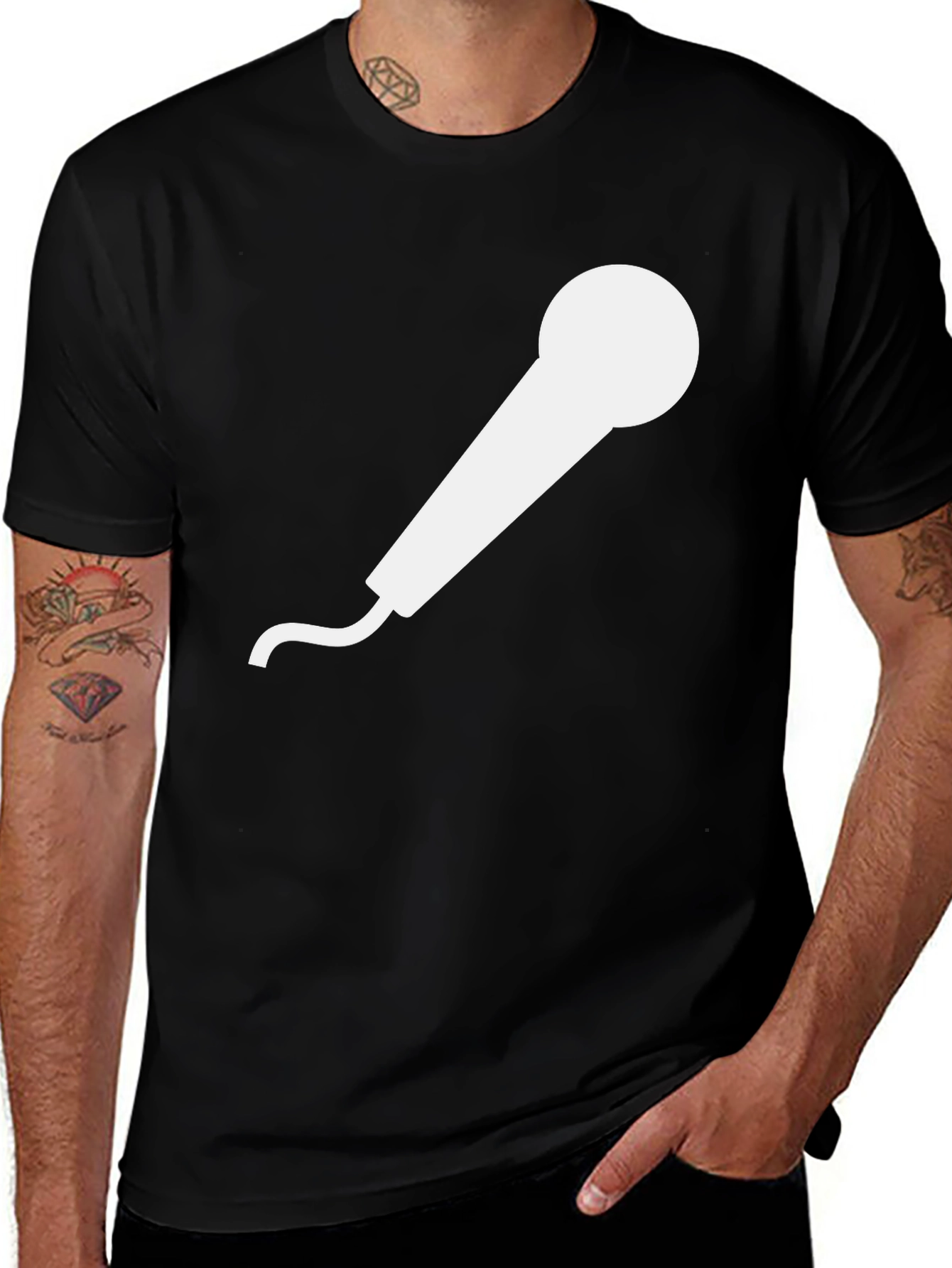 Variant 12 of Microphone Graphic Tee - Black Cotton T-Shirt