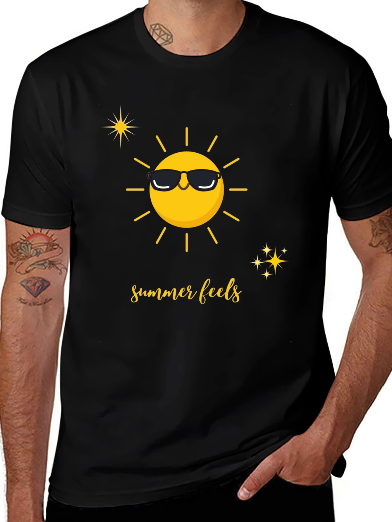 Variant 11 of Summer Feels Graphic Tee - Unisex Black T-Shirt
