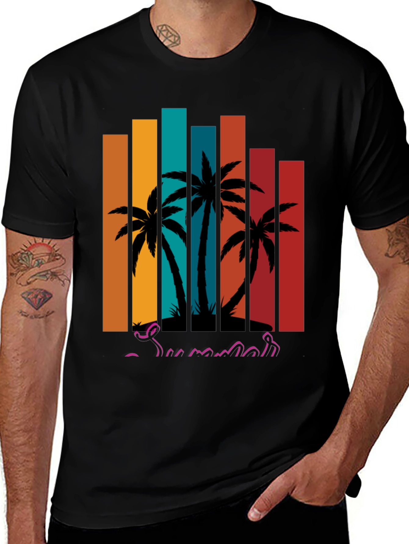 Variant 21 of Retro Palm Tree Summer Graphic T-Shirt