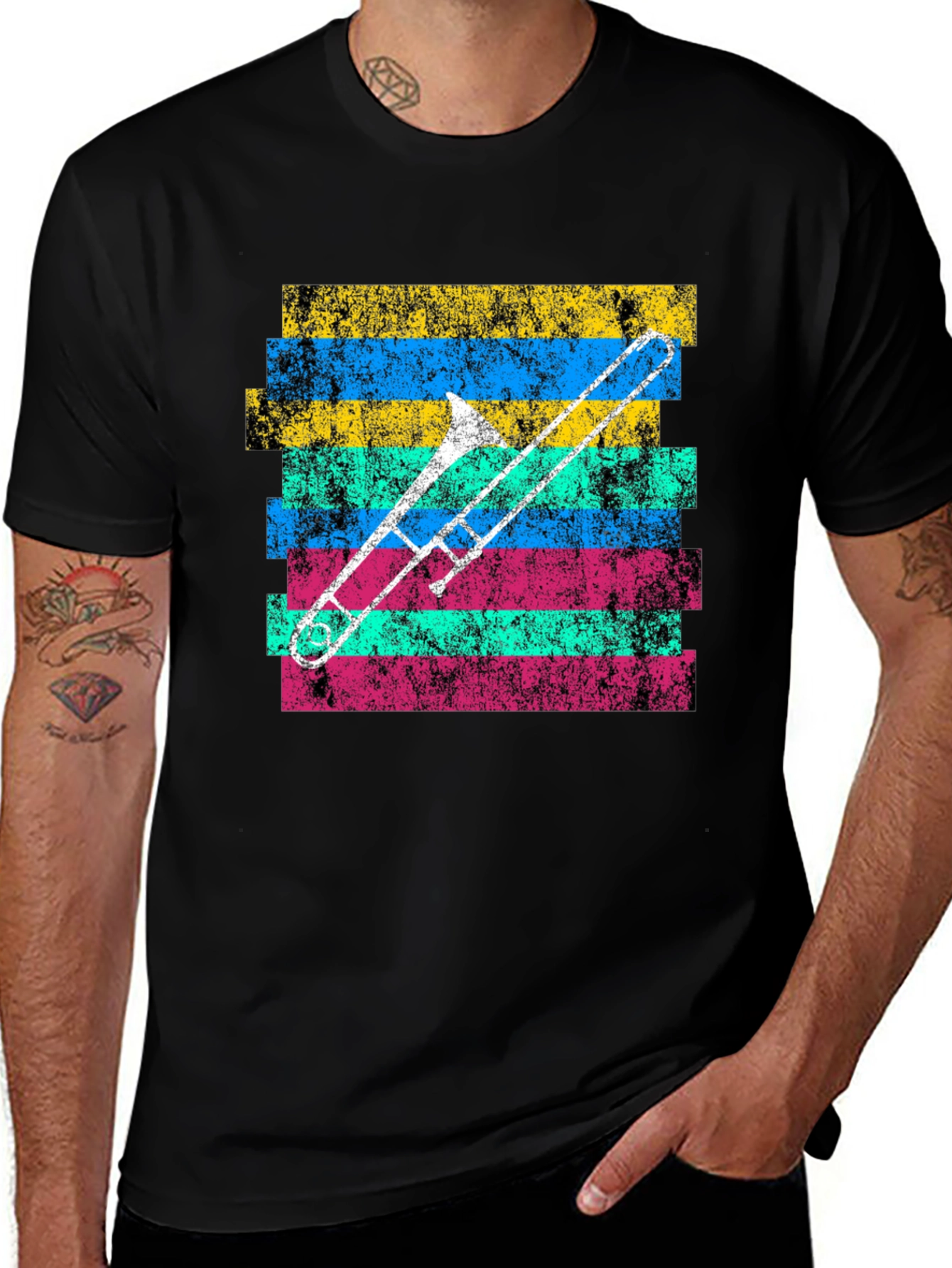 Retro Trombone Graphic Tee - Musician's Cool Shirt