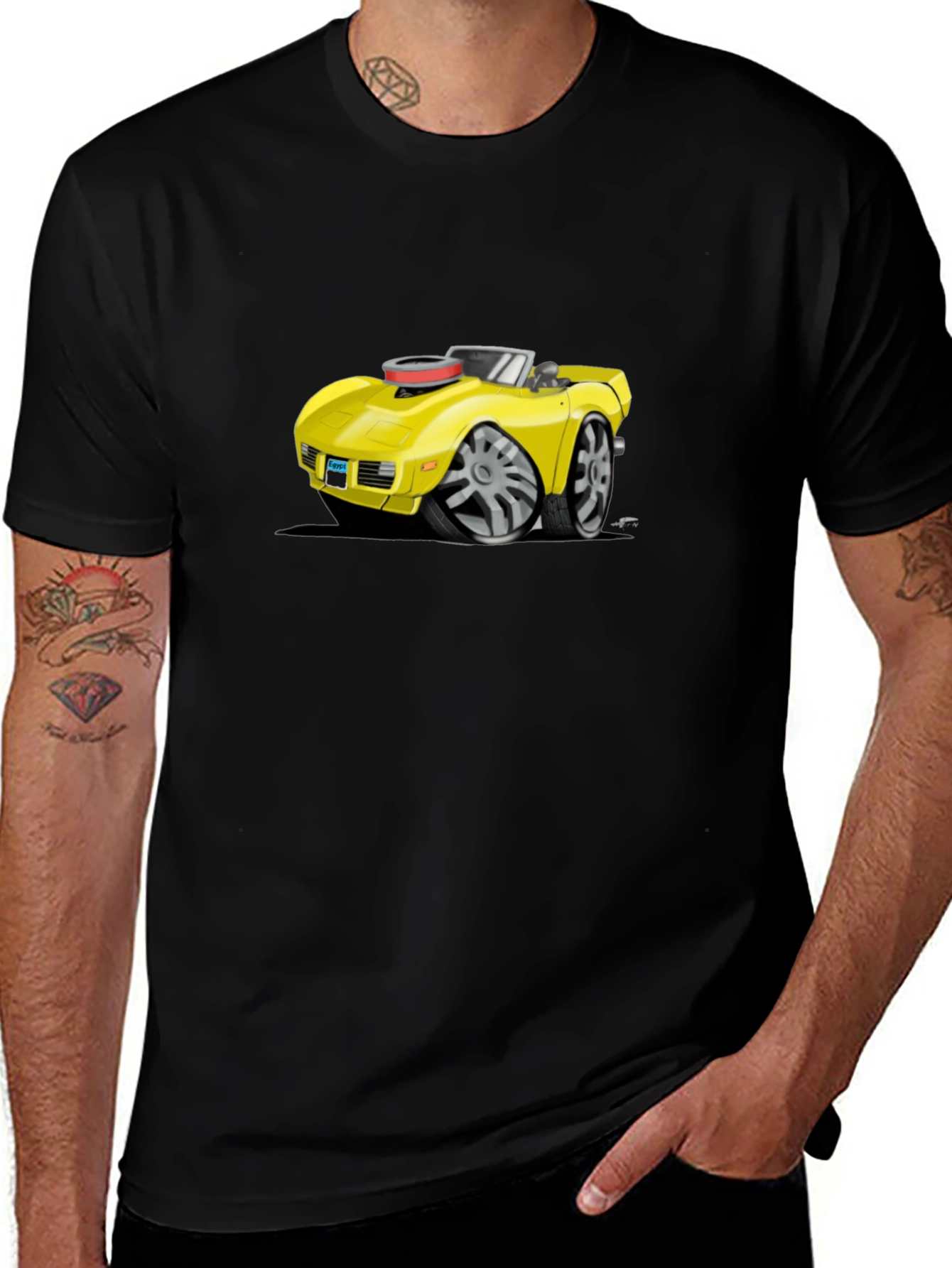 Variant 7 of Cartoon Car Graphic Tee - Black