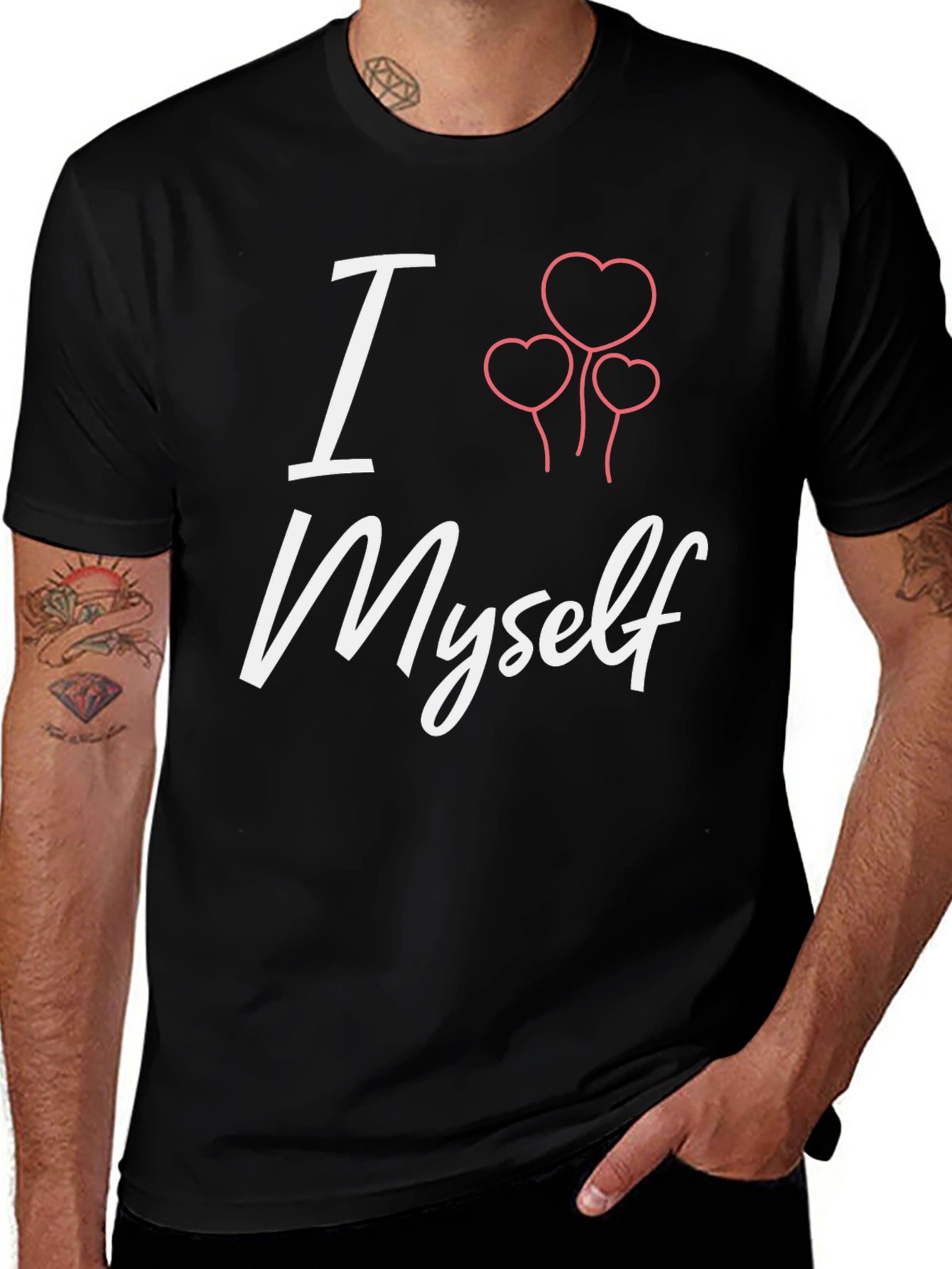 Variant 5 of I Heart Myself T-Shirt - Black Tee with Cute Graphic