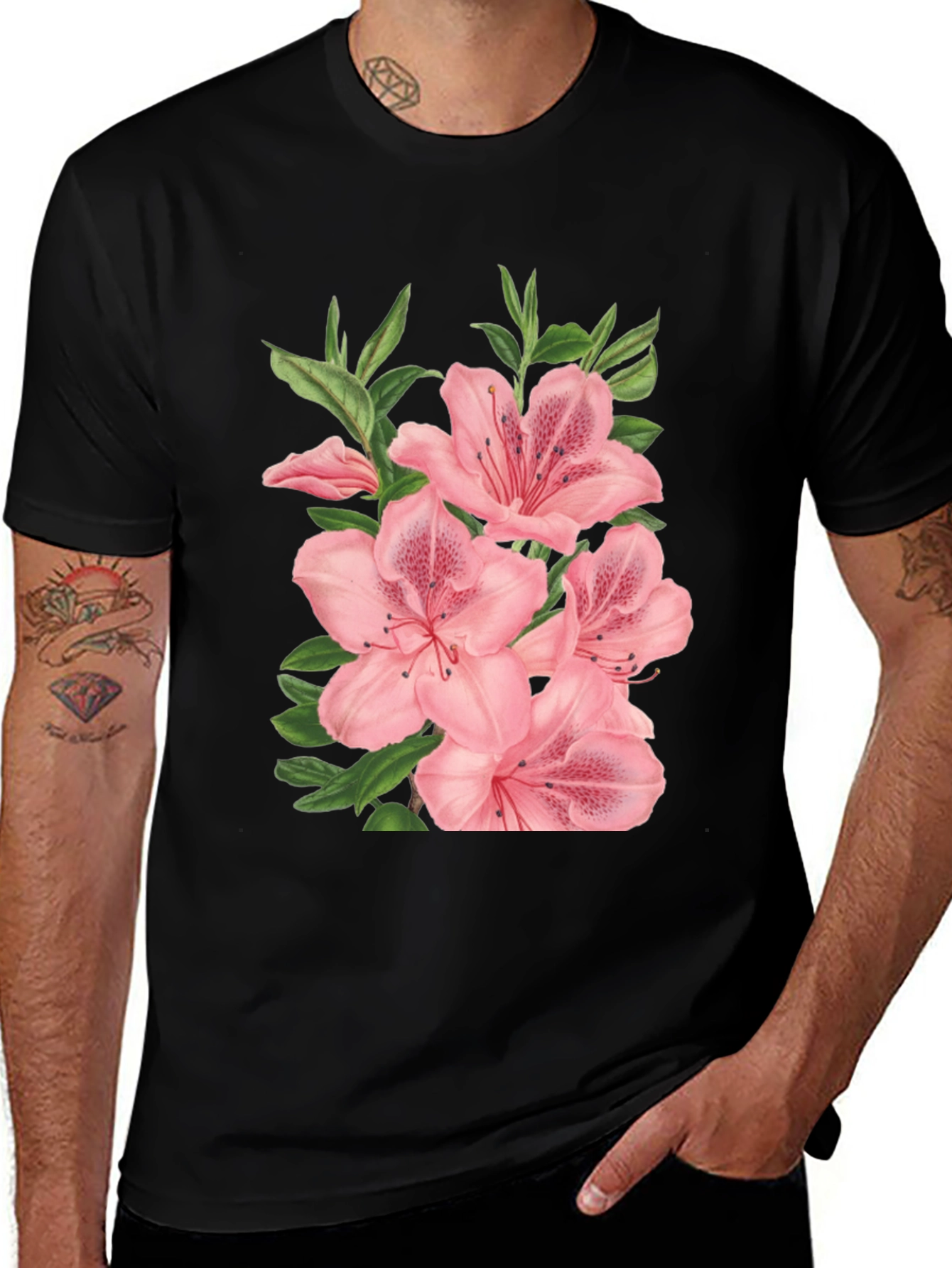 Variant 15 of Floral Print Black T-Shirt