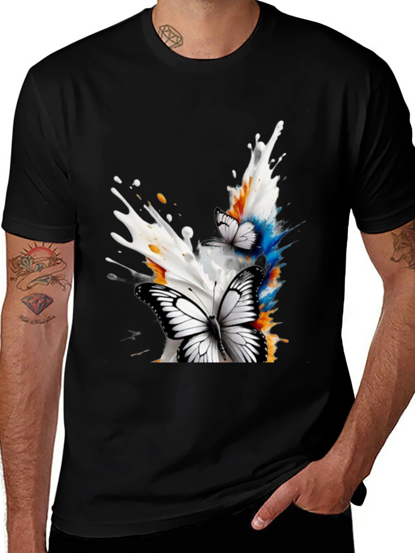 Variant 4 of Butterfly Splash Black Tee