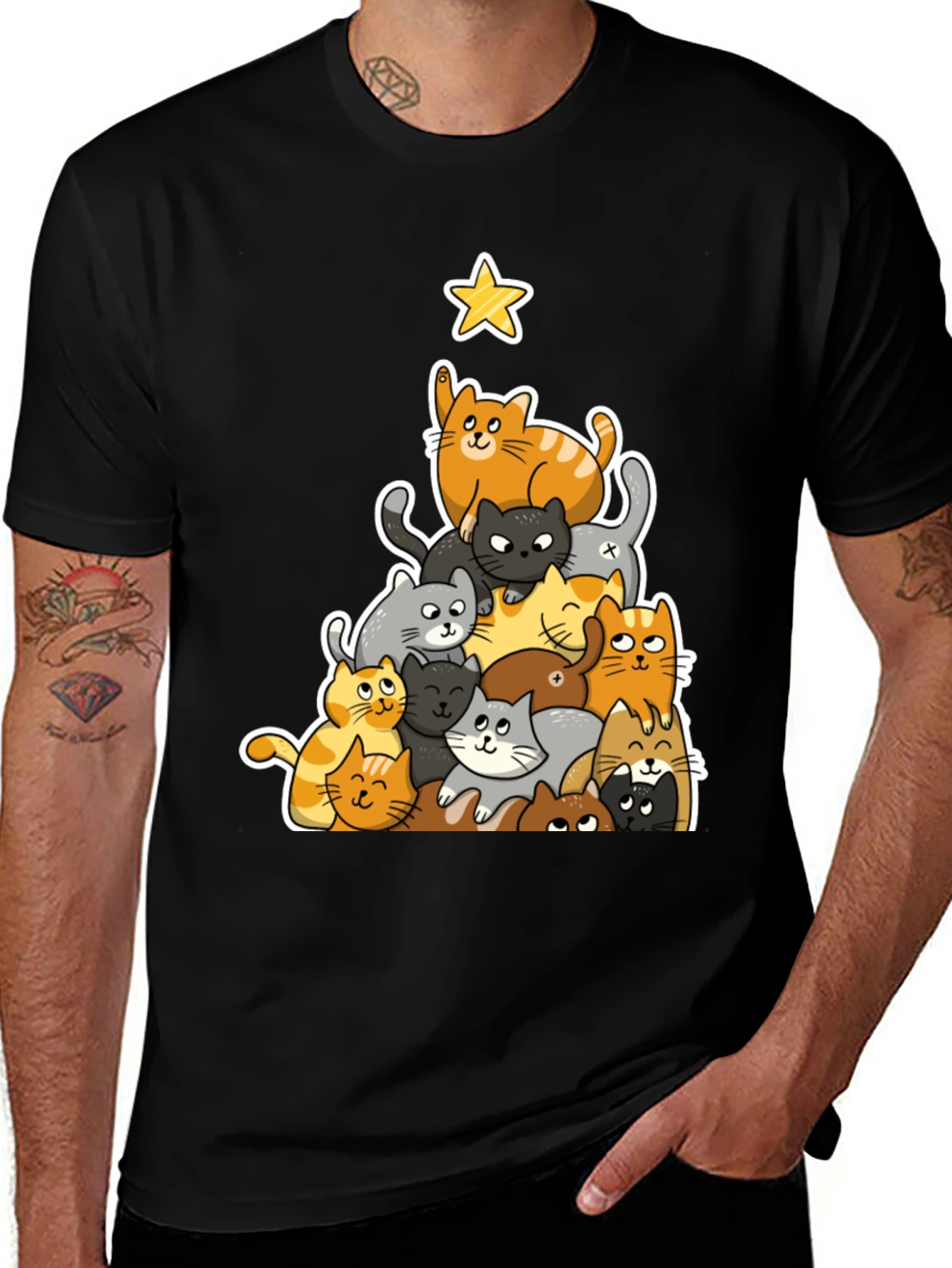 Variant 9 of Cat Christmas Tree T-Shirt - Holiday Cheer!