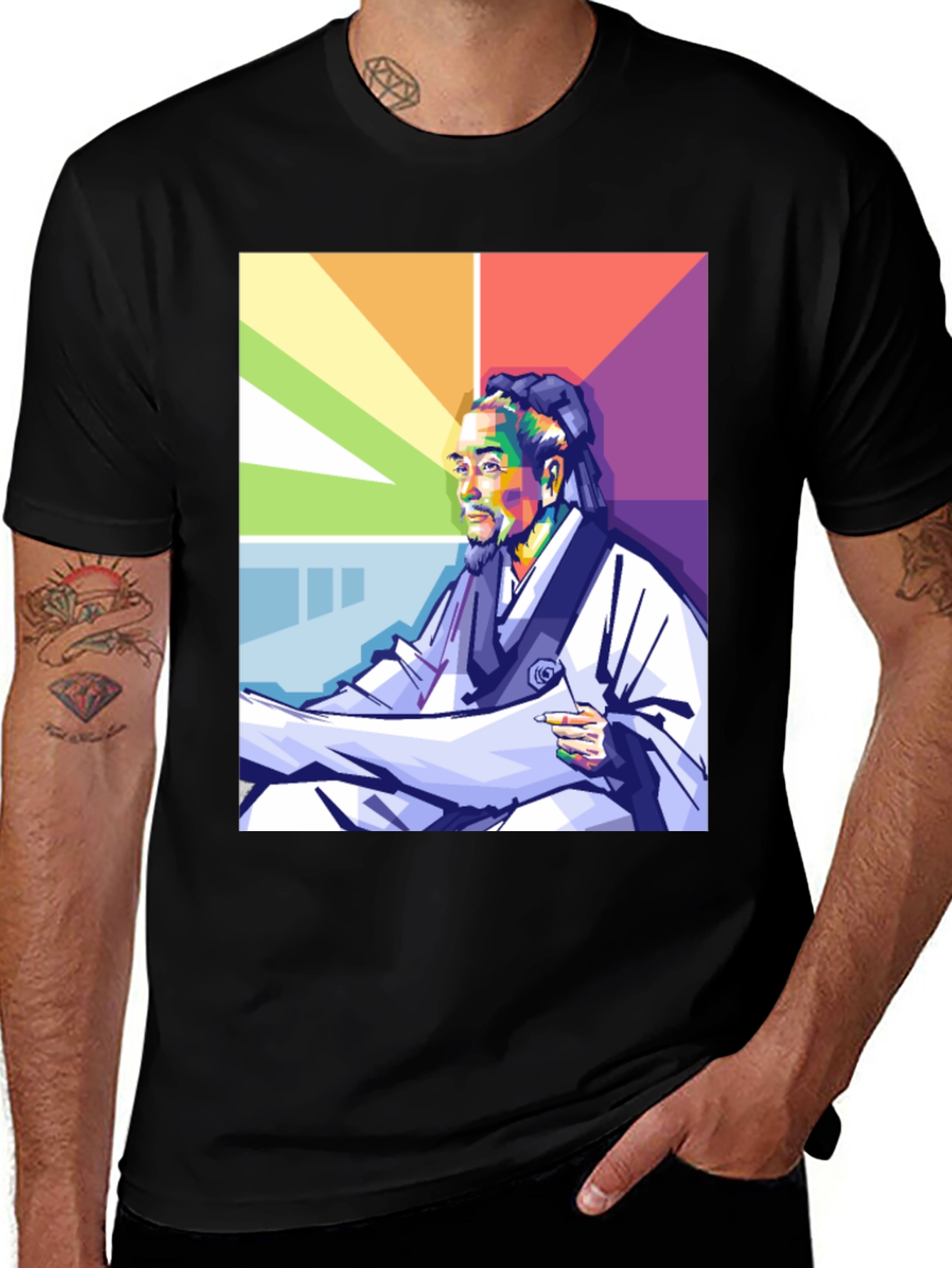 Variant 26 of Confucius Pop Art Black T-Shirt