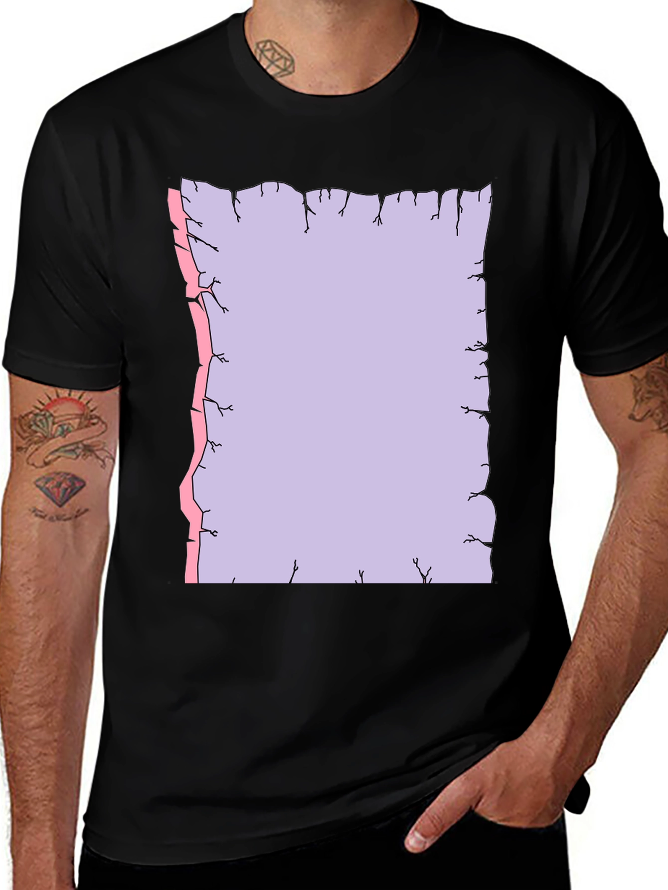 Variant 27 of Edgy Graphic Tee - Cracked Edge Design