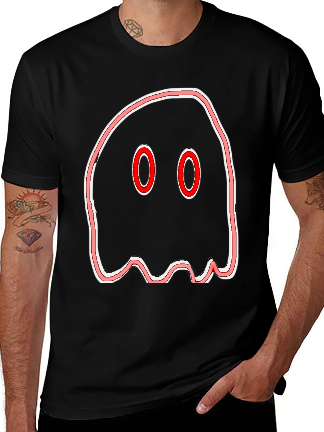 Spooky Ghost Graphic Black T-Shirt