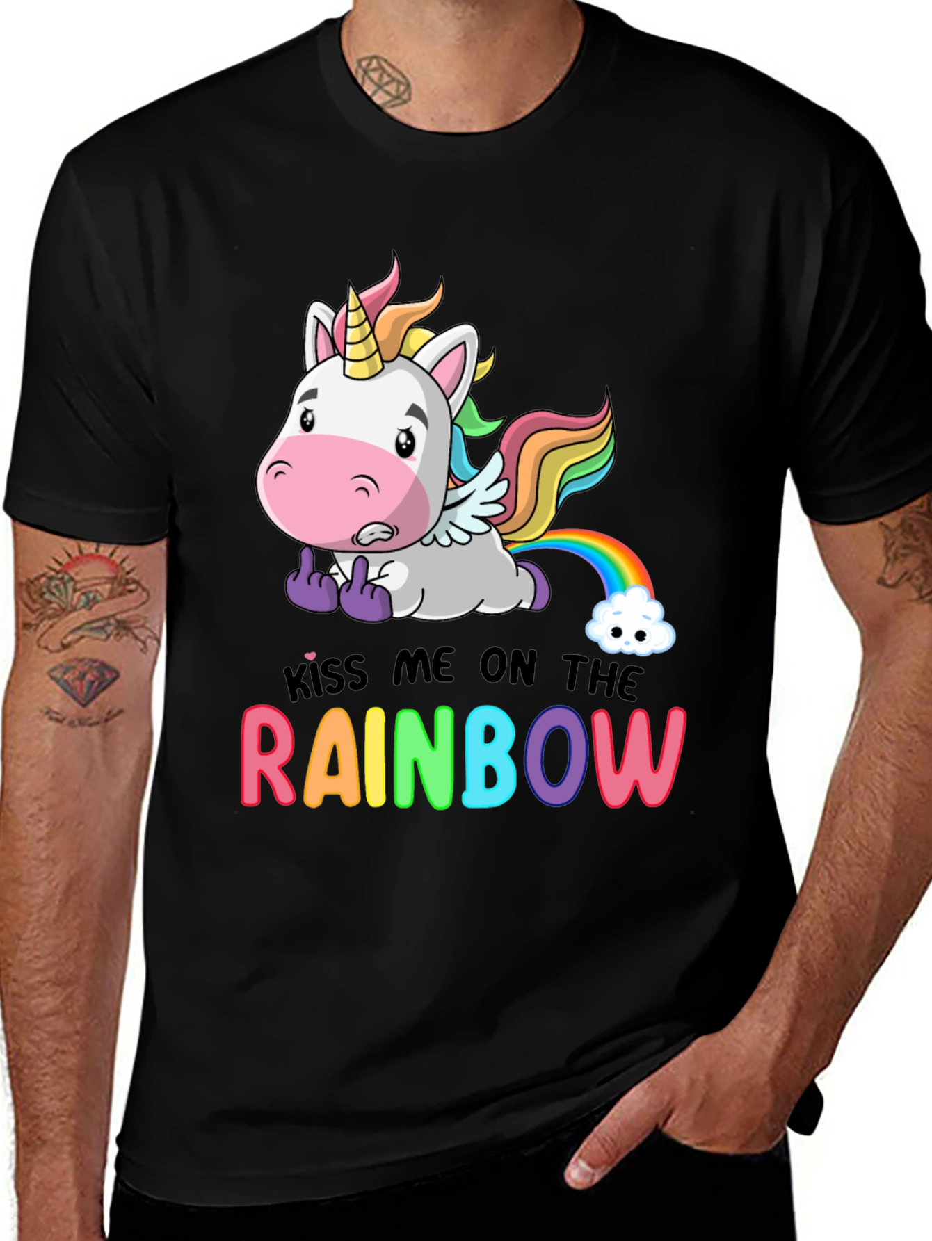 Variant 23 of Kiss Me On The Rainbow T-Shirt Unicorn Funny