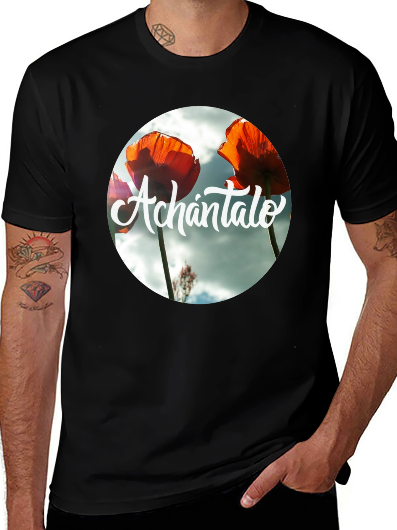 Variant 22 of Achantalo Floral Graphic T-Shirt - Black
