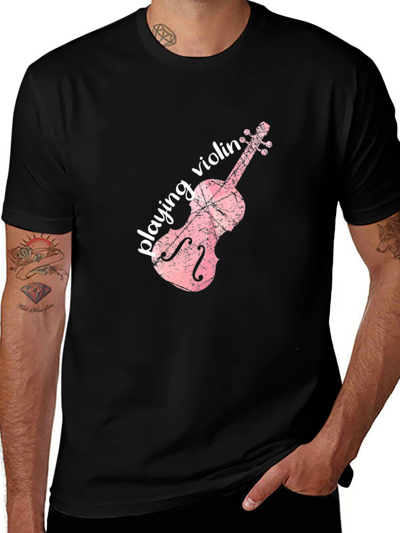 Variant 5 of Musical Violin Graphic Tee - Black