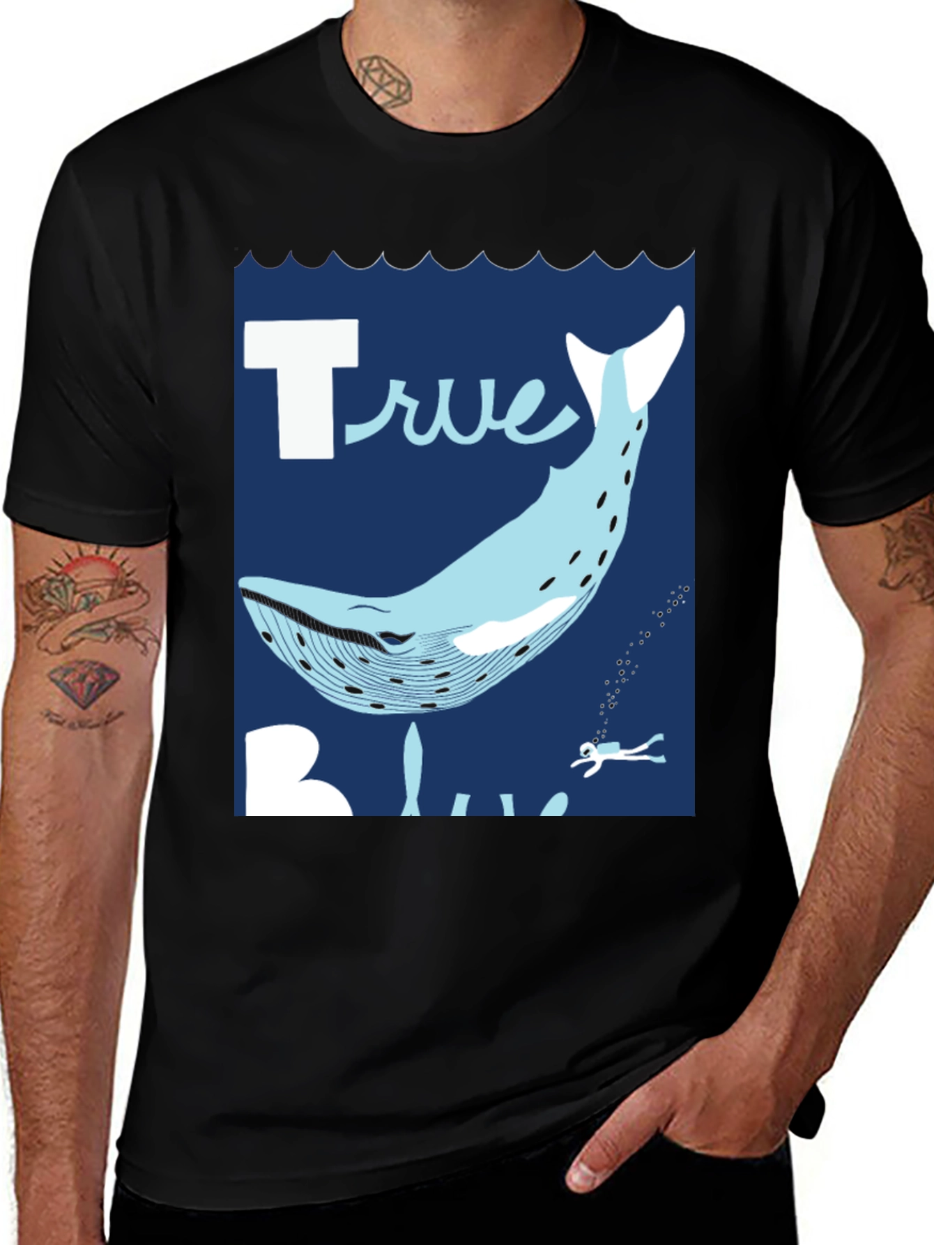 Variant 27 of True Blue Whale Graphic T-Shirt