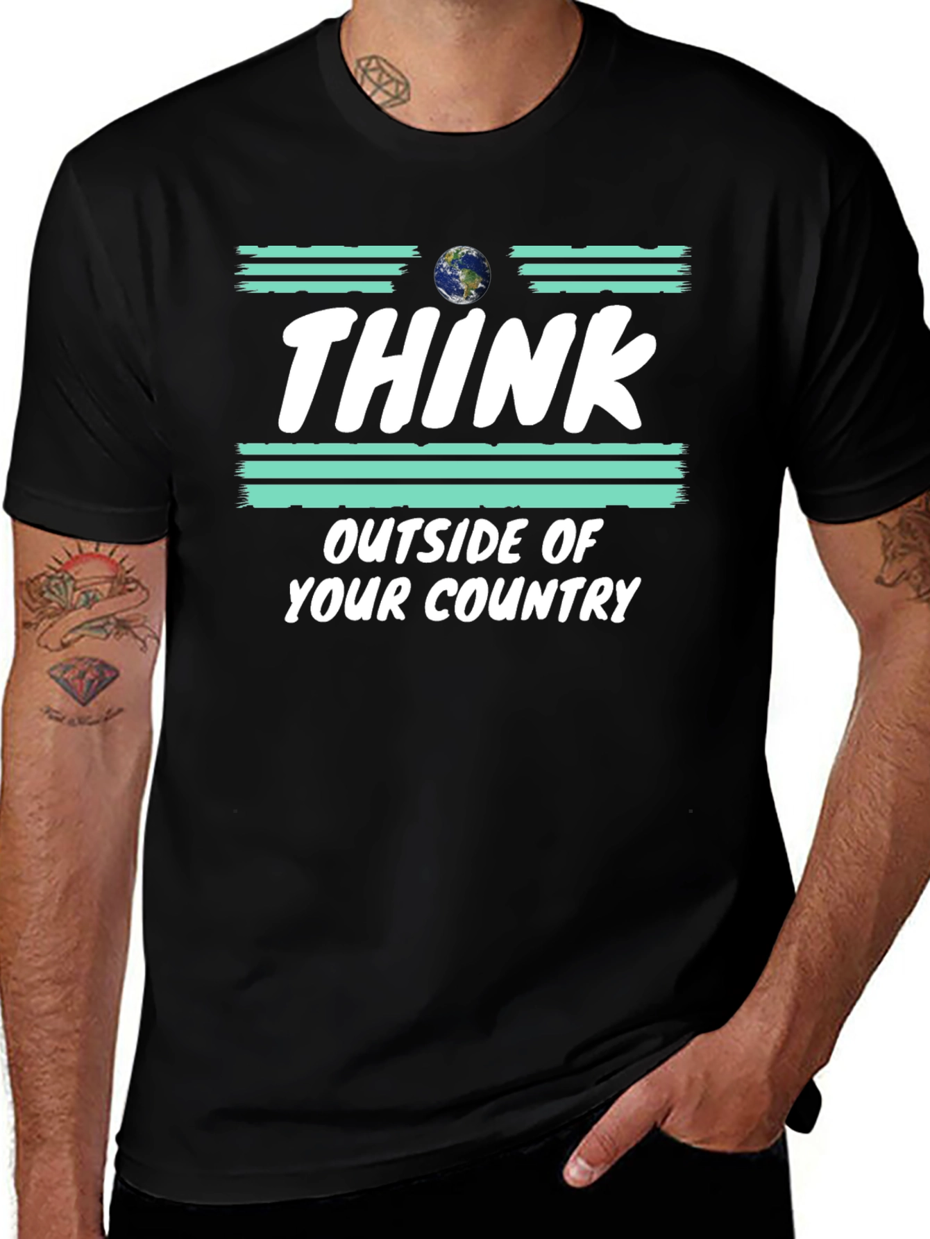 Variant 20 of Think Outside Your Country T-Shirt Earth Graphic Tee