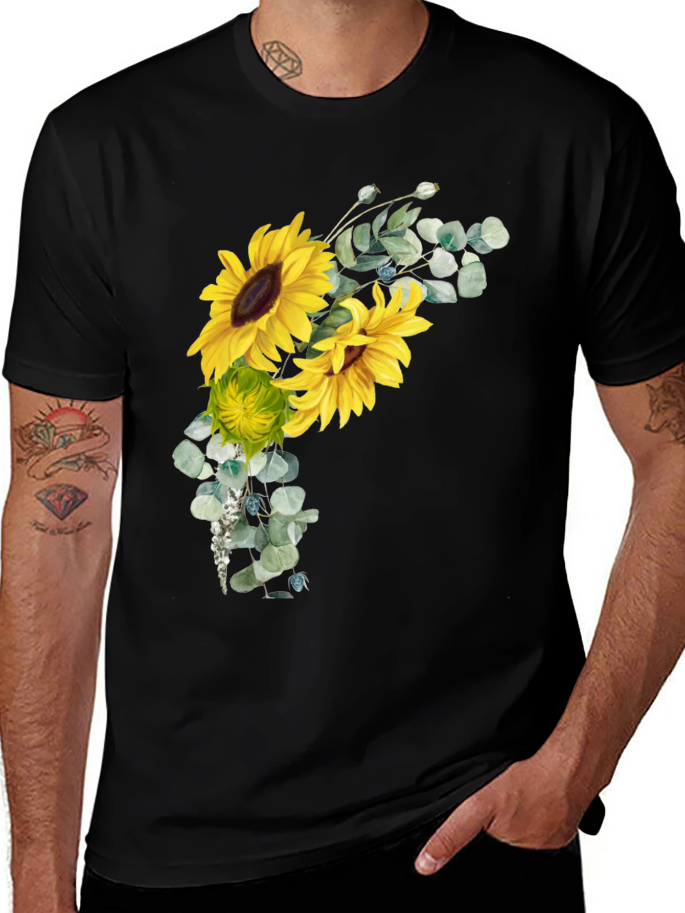 Variant 21 of Sunflower Graphic Black T-Shirt